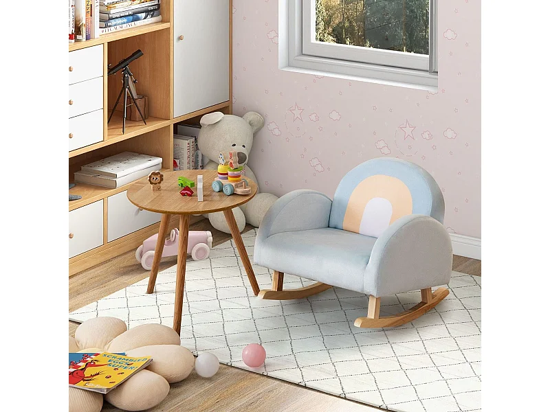 Kleinkinder Schaukelstuhl Kinder Polster-Rocker mit massivem Gummibaumrahmen 50 x 46 x 45 cm Blau