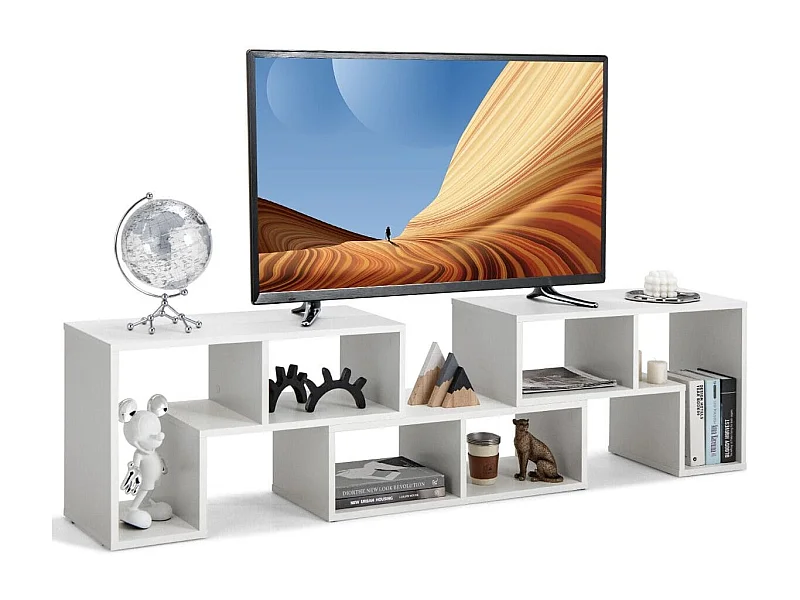 Supporto per console TV 65 pollici in 3 pezzi, Centro di intrattenimento per riporre e esporre Bianco