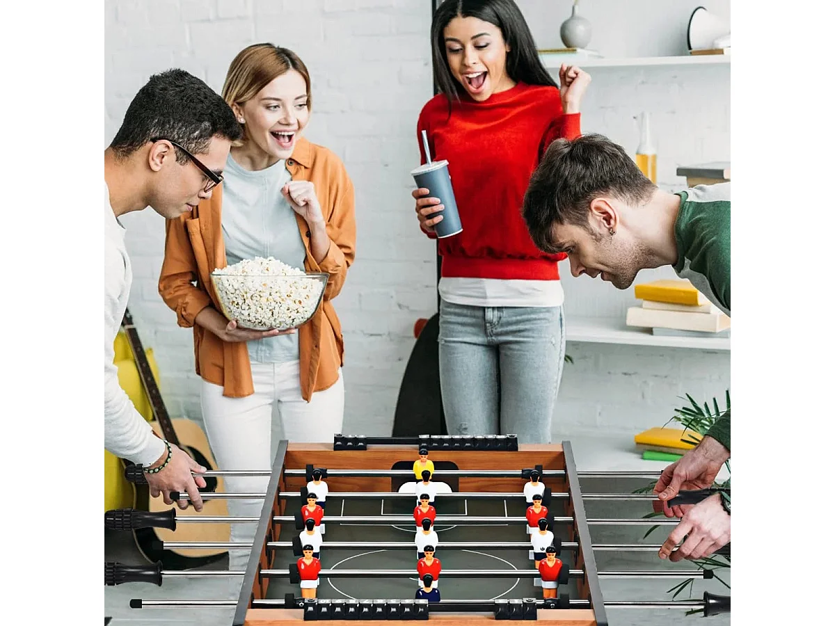 Tavolo da gioco 4 in 1: calcio balilla, hockey, ping-pong, biliardo
