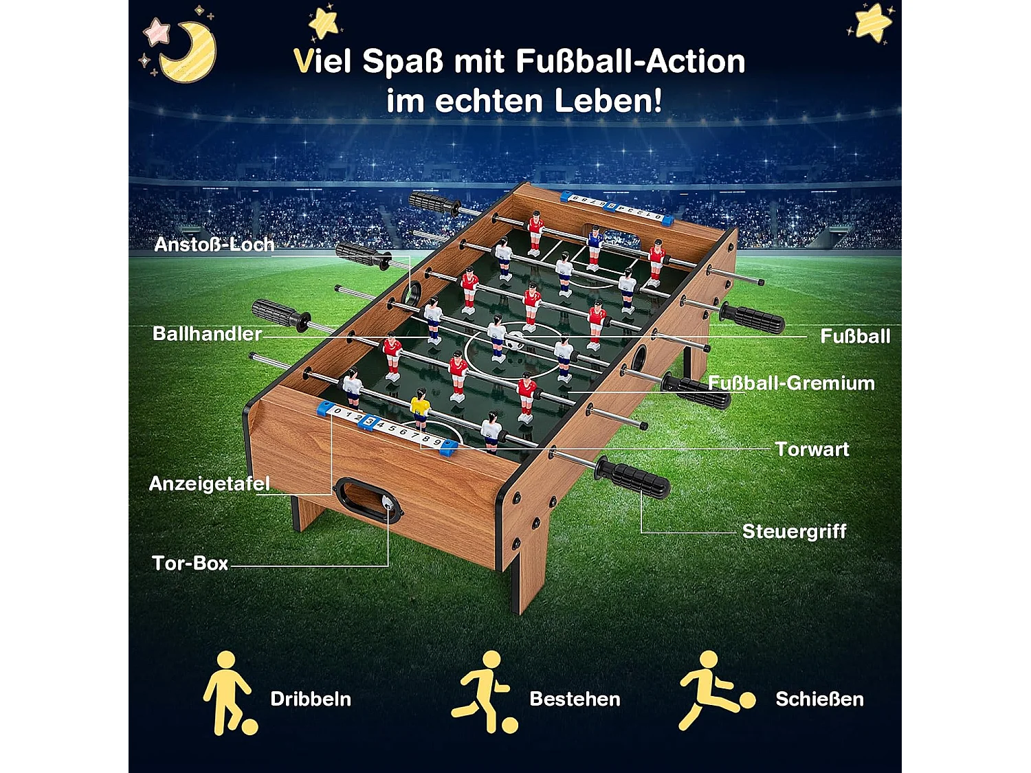 Kickertisch inkl. 18 Kicker + 2 Fußbälle