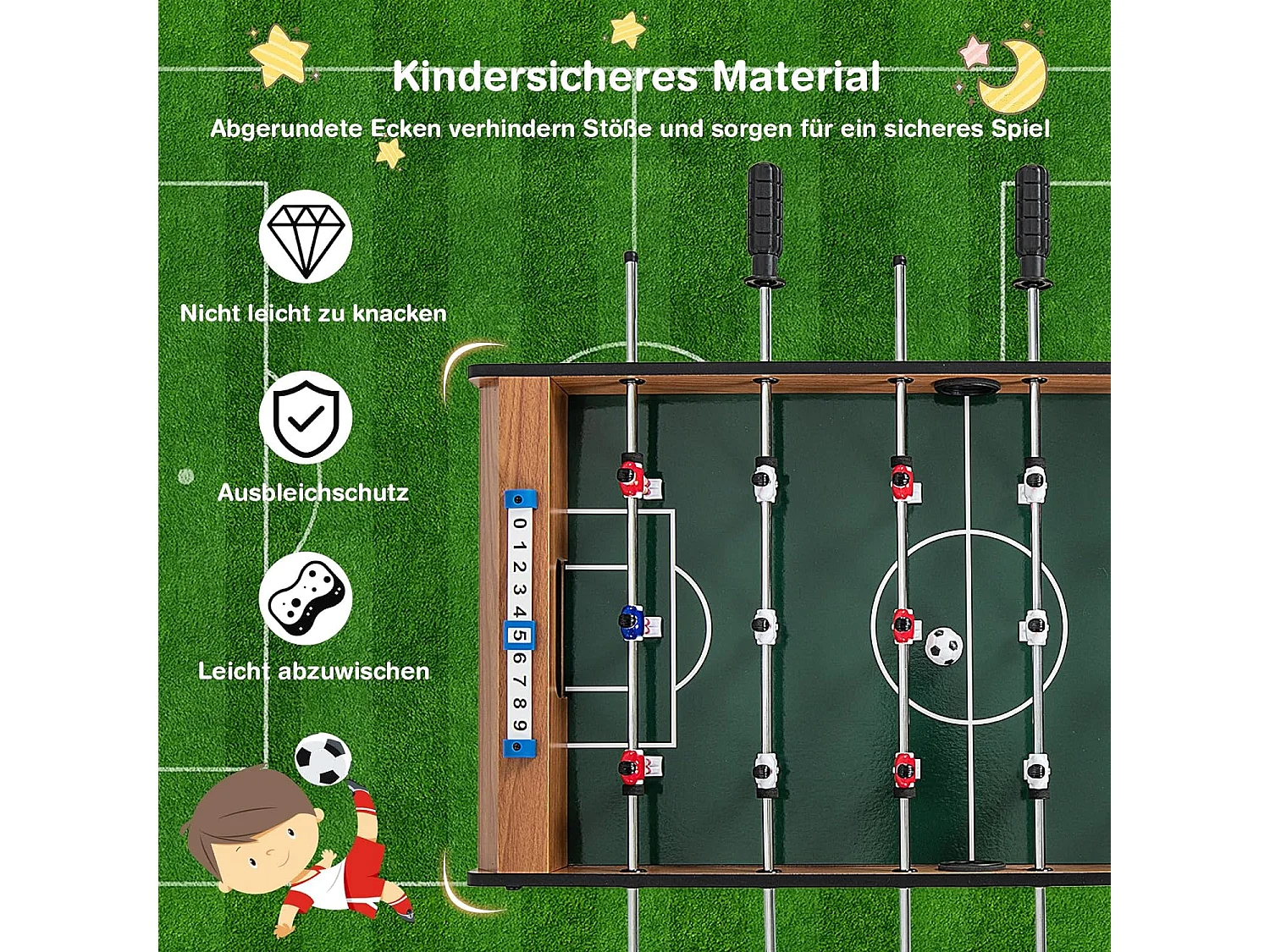 Kickertisch inkl. 18 Kicker + 2 Fußbälle
