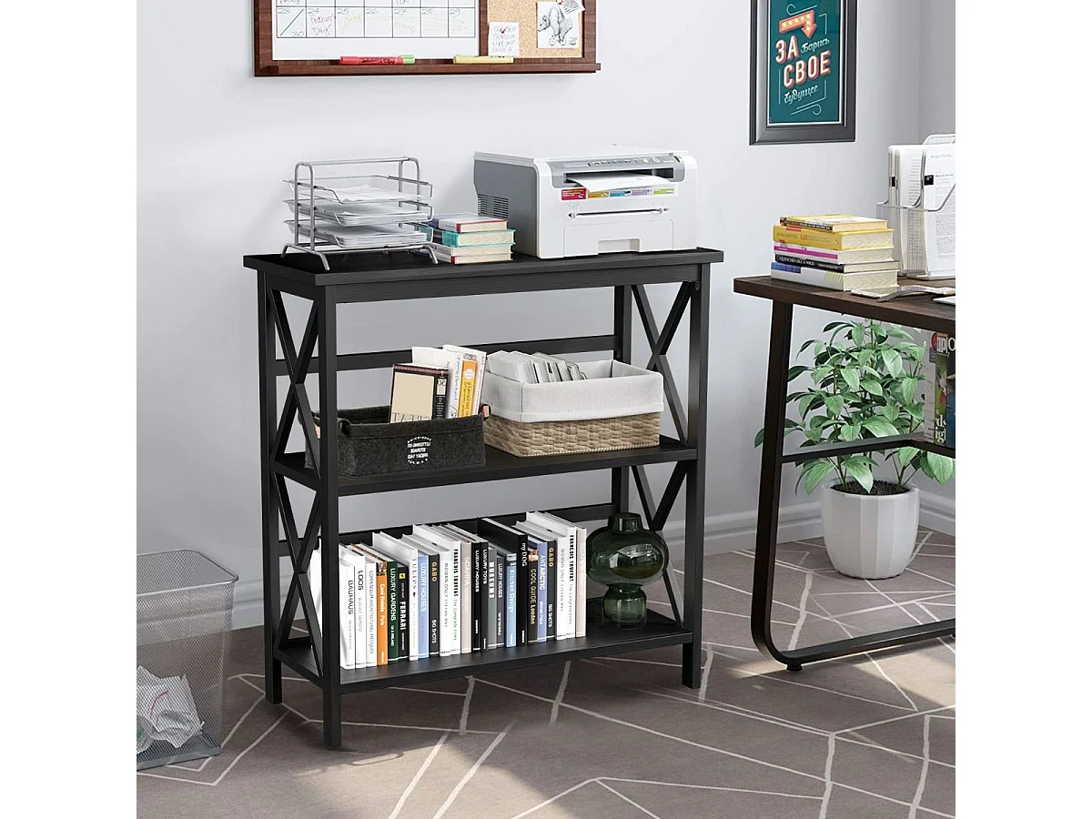 Konsolentisch aus Holz mit Kippschutz & Stabilem Rahmen Moderner Beistelltisch 79 x 32 x 86 cm Schwarz