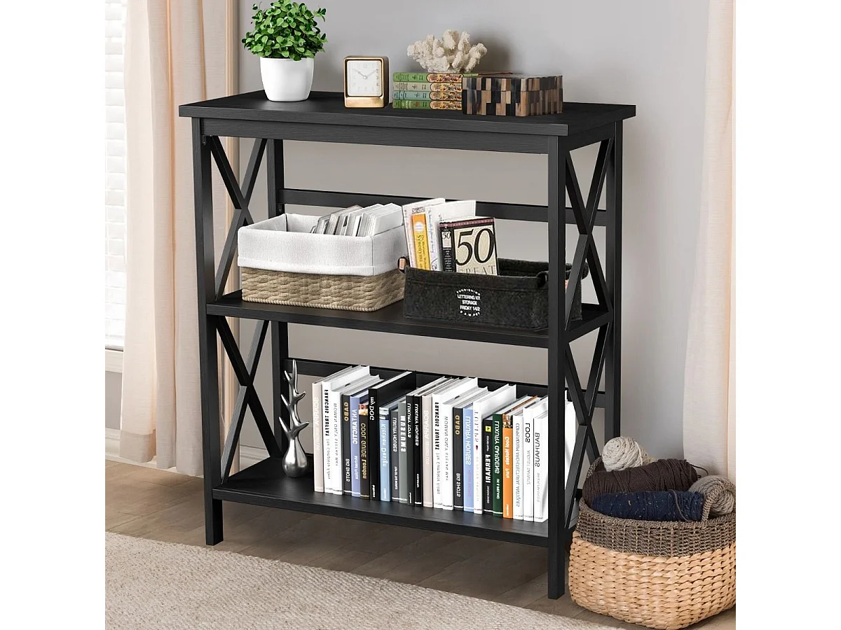 Konsolentisch aus Holz mit Kippschutz & Stabilem Rahmen Moderner Beistelltisch 79 x 32 x 86 cm Schwarz