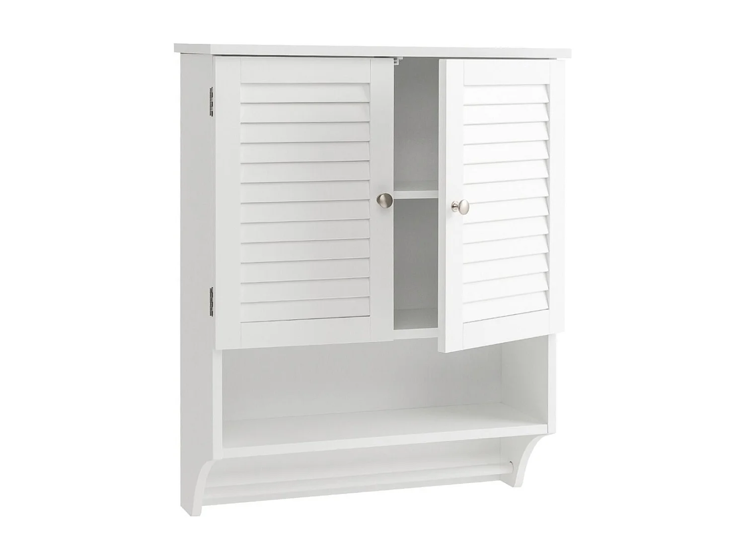 Wandschrank Hängender Medizinschrank mit 2 Lamellentüren 58 x 22 x 75 cm Weiß