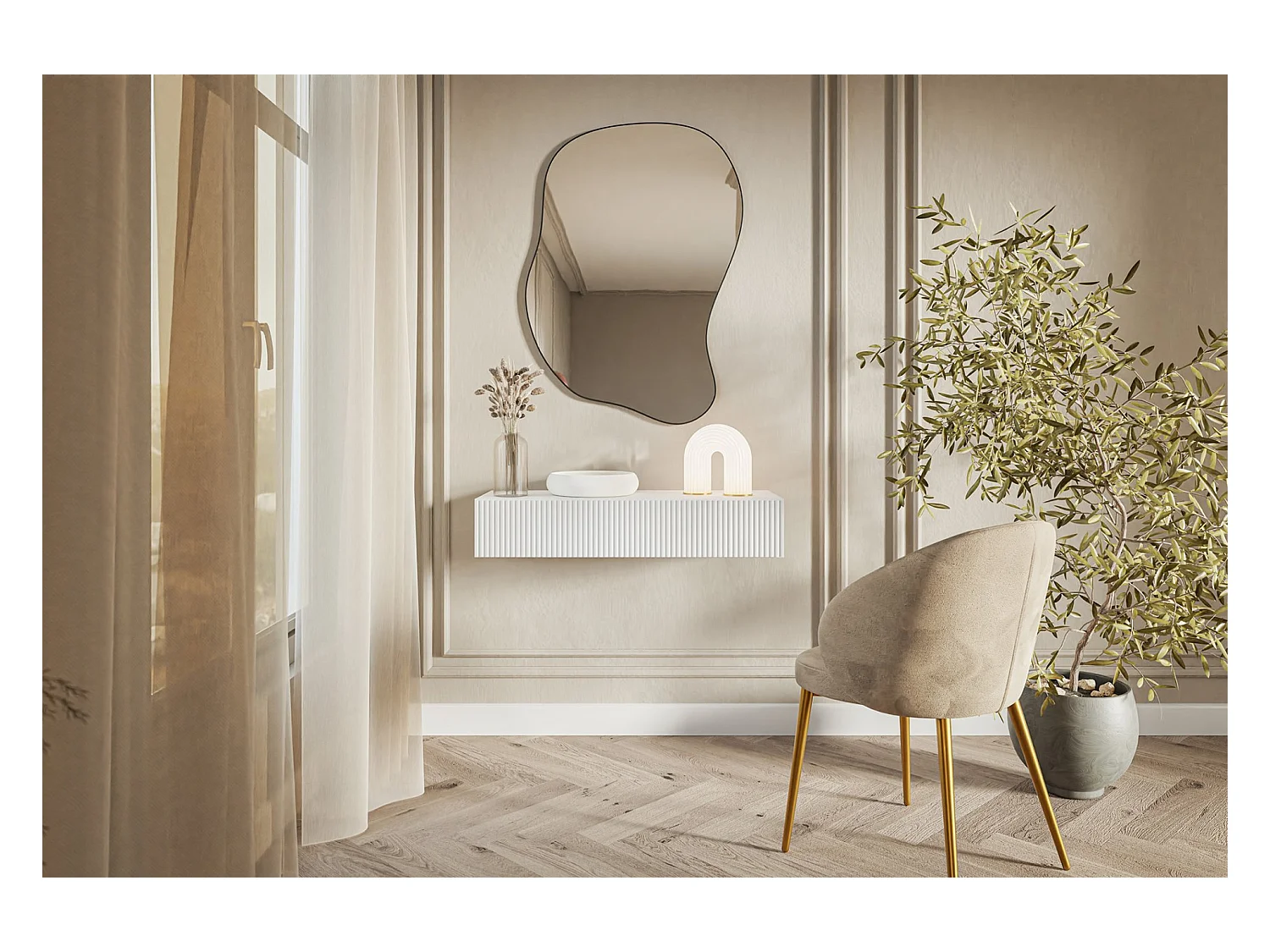 Hängekonsole mit Schublade - Weiß - 90 cm - VELDIO