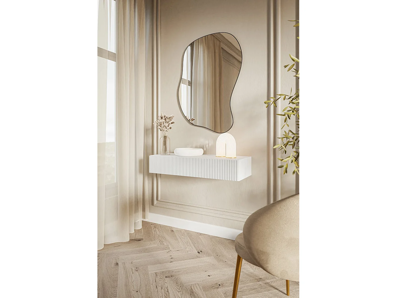 Hängekonsole mit Schublade - Weiß - 90 cm - VELDIO