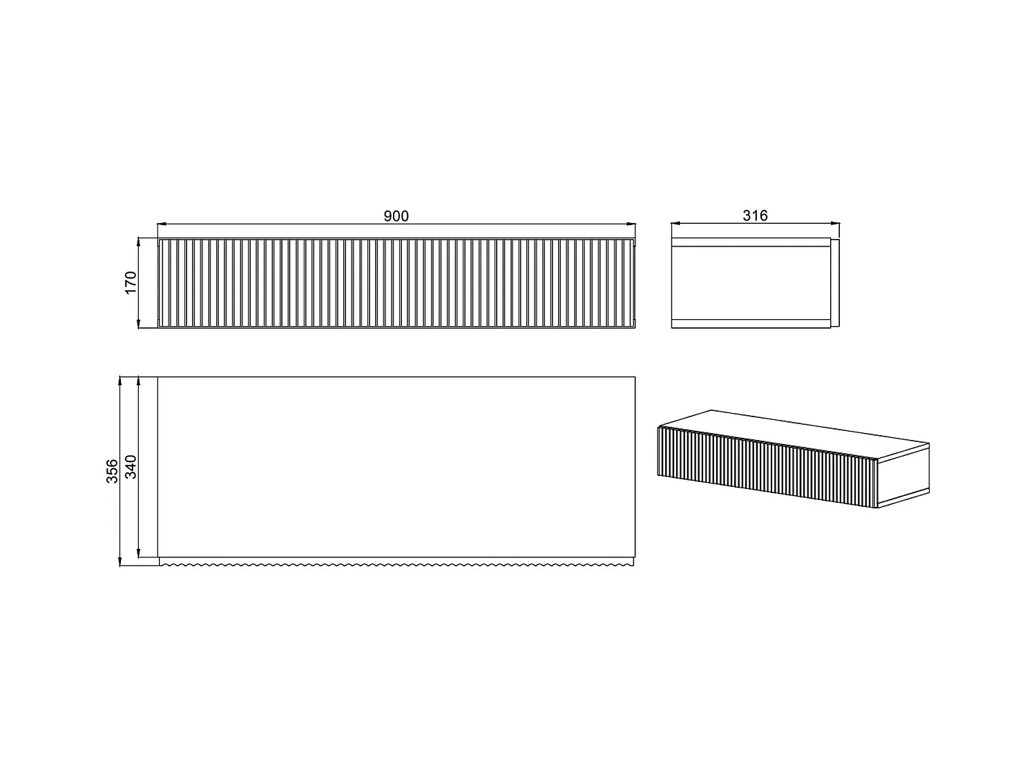 Hängekonsole mit Schublade - Weiß - 90 cm - VELDIO