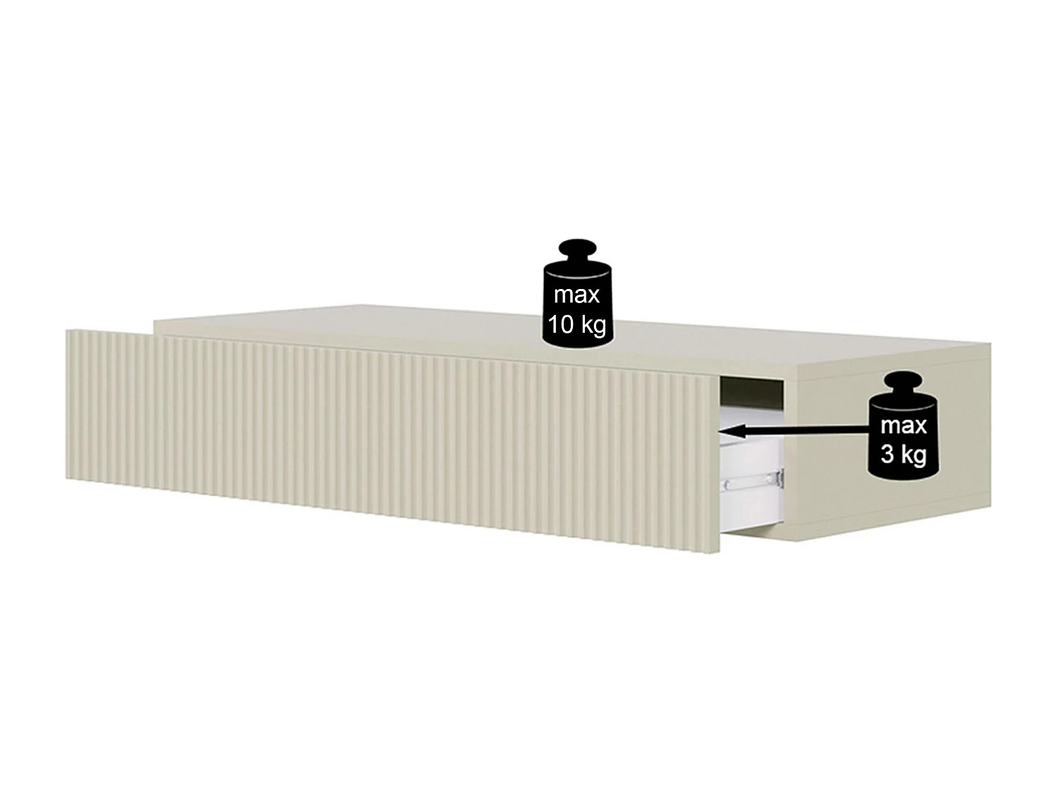 Consolle sospesa con cassetto - Beige grigio- 90 cm - VELDIO