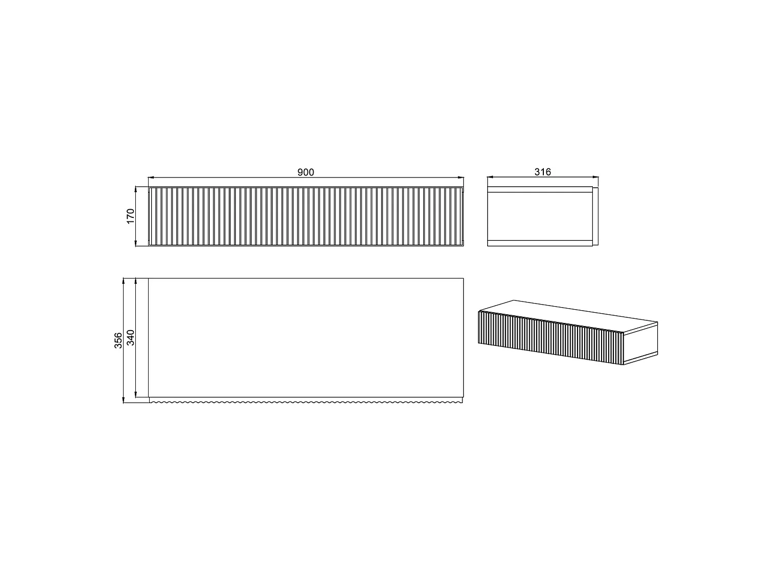 Consoletafel met lade - 90 cm - hangend - zwart - VELDIO
