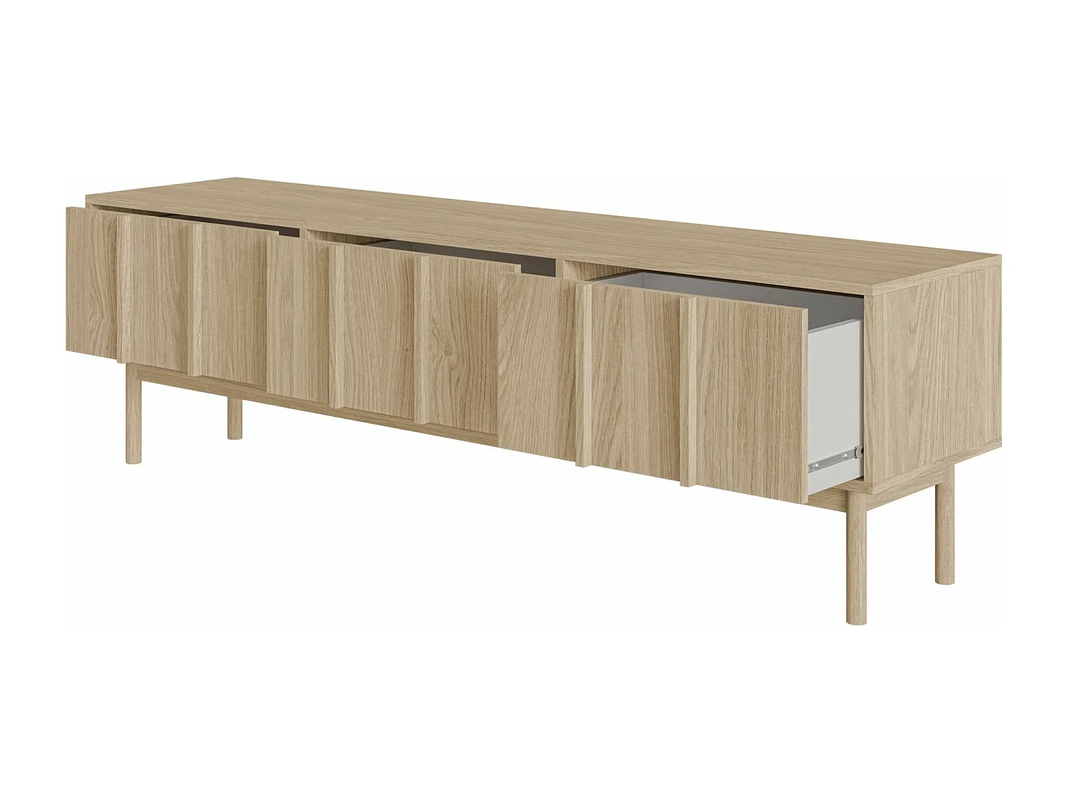 Meuble TV avec trois tiroirs - 170 cm - chêne huilé - NEKSTO