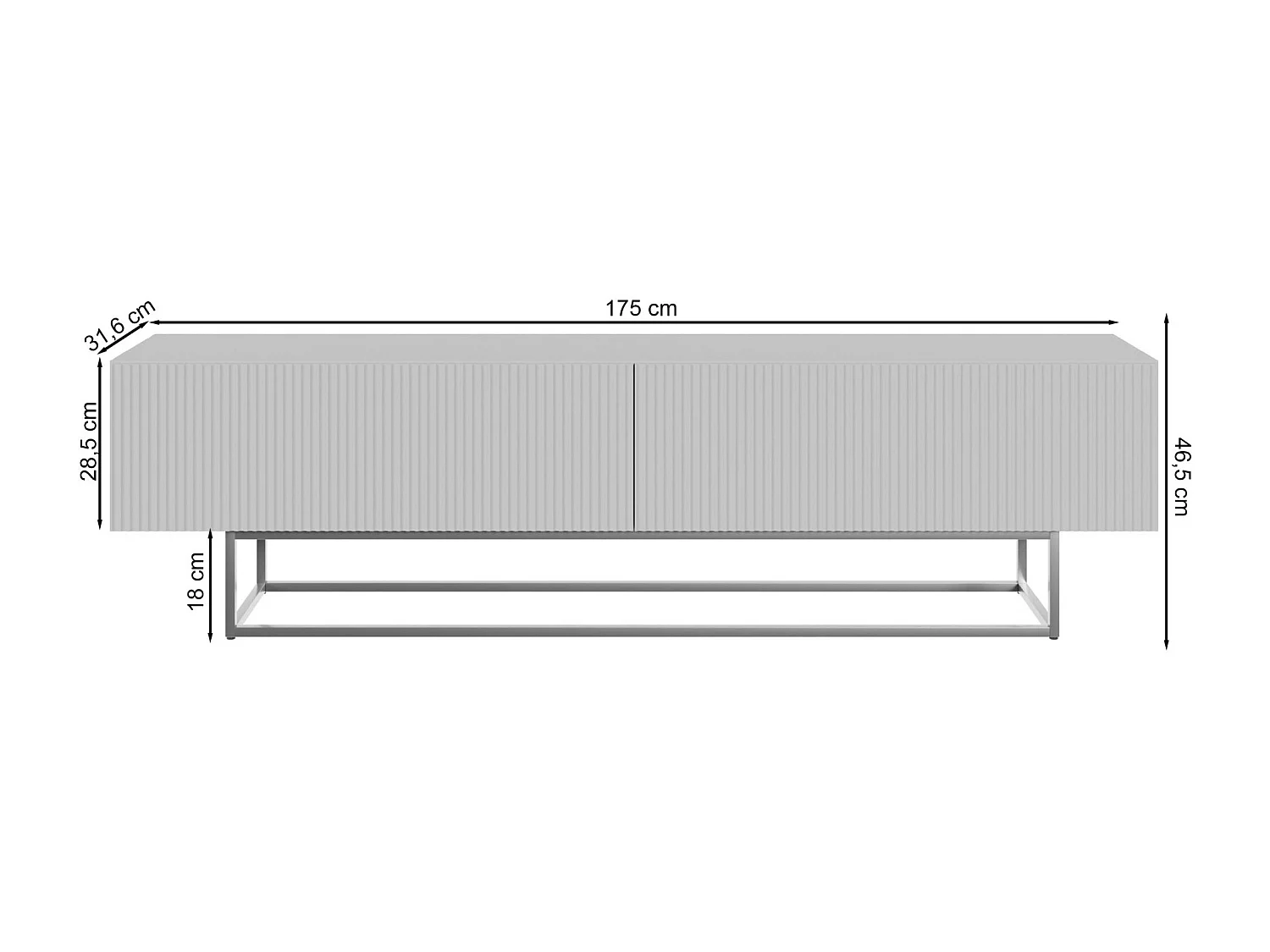 TV-Lowboard mit offenem Fach - Schwarz mit goldenem Metallgestell - 175 cm - Veldio