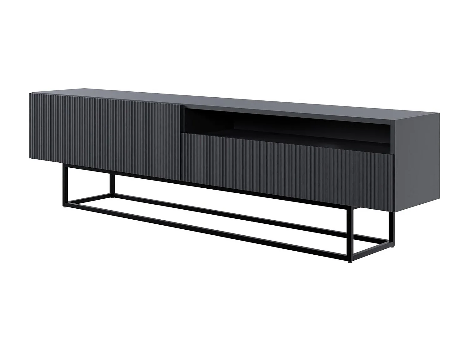 TV-Lowboard mit offenem Fach - Schwarz mit goldenem Metallgestell - 175 cm - Veldio