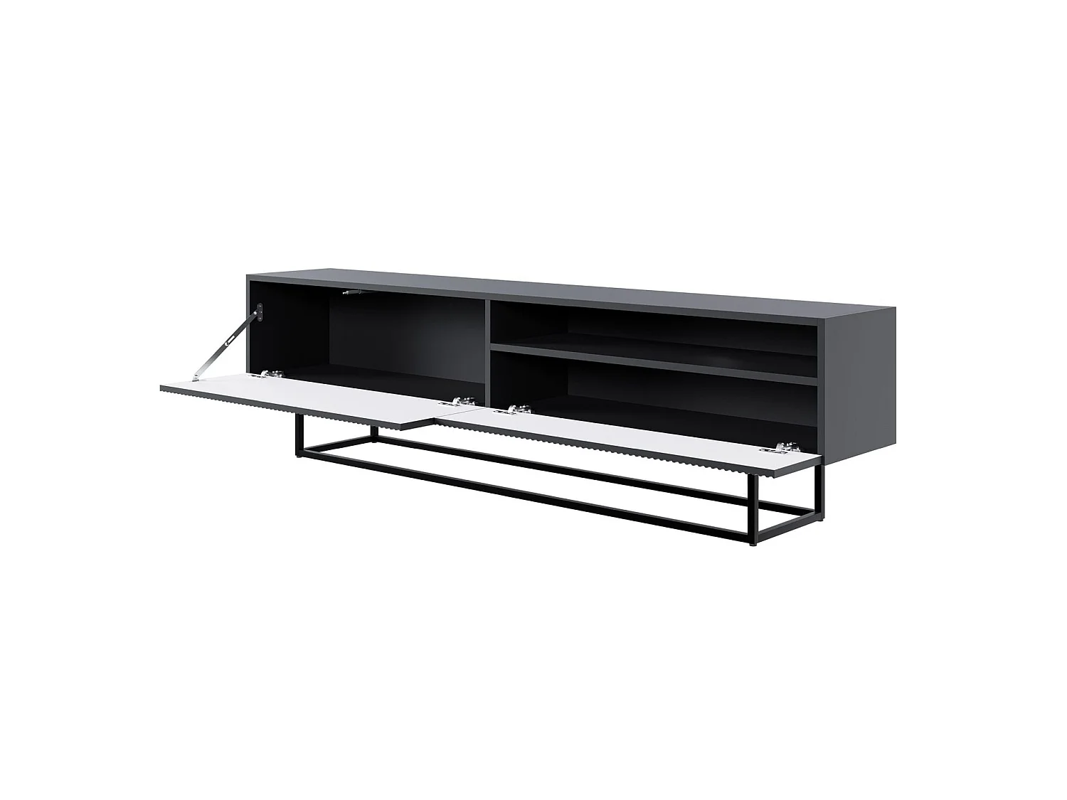 Meuble TV avec niche sur pieds noir - 175 cm - noir - VELDIO