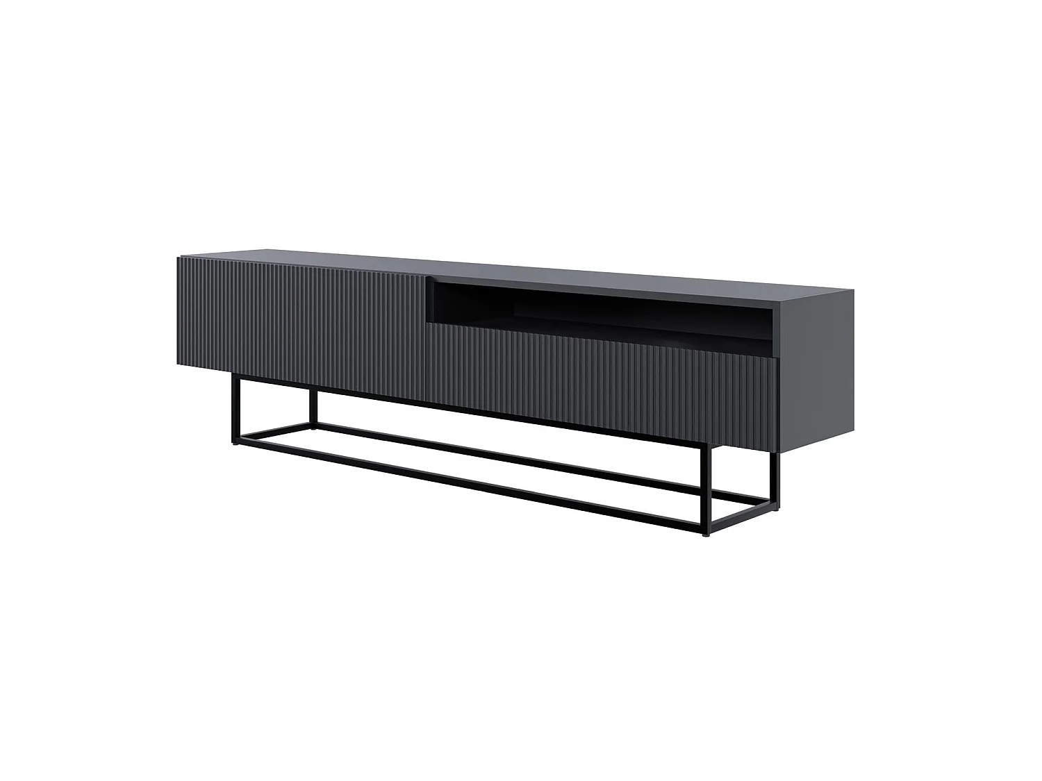 Meuble TV avec niche sur pieds noir - 175 cm - noir - VELDIO
