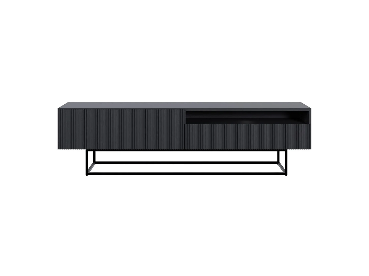 Meuble TV avec niche sur pieds noir - 175 cm - noir - VELDIO
