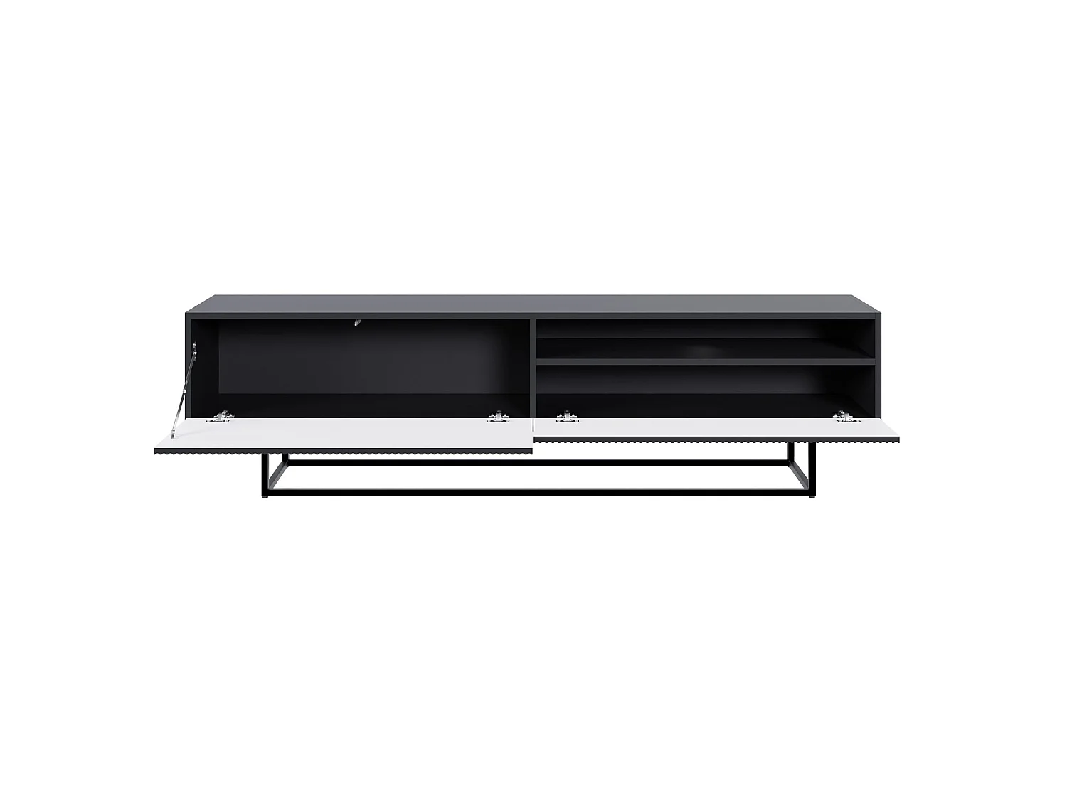 Meuble TV avec niche sur pieds noir - 175 cm - noir - VELDIO