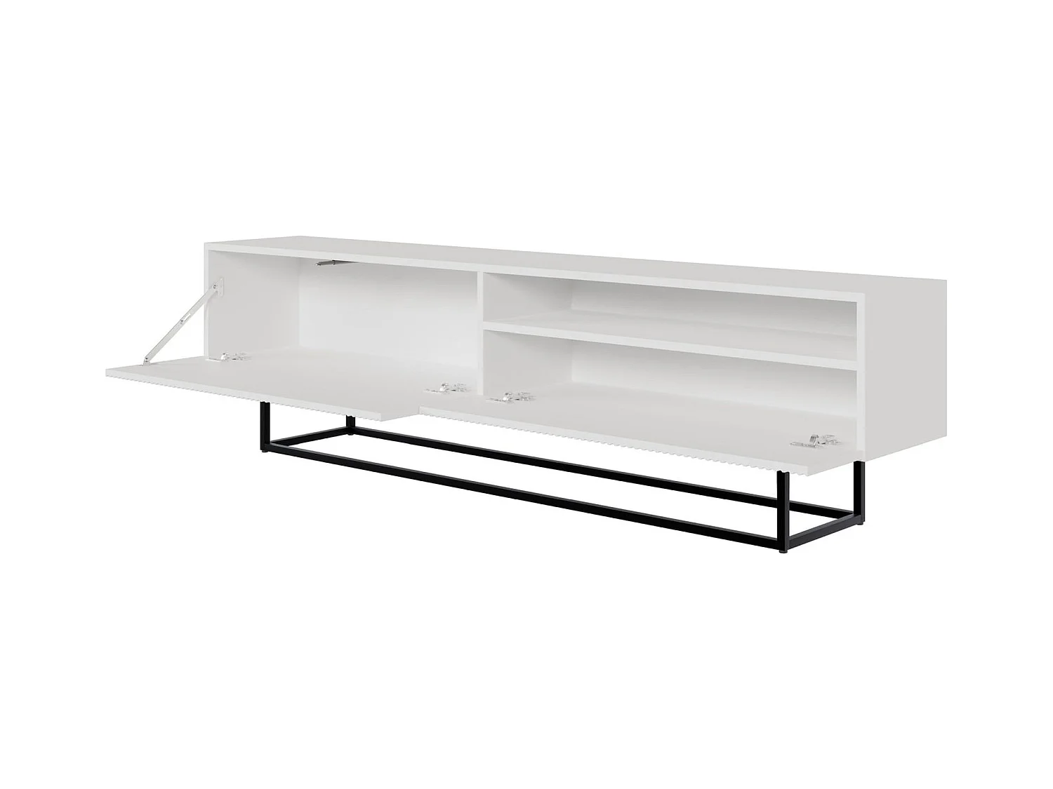 Meuble TV avec niche sur pieds noir - 175 cm - blanc - VELDIO