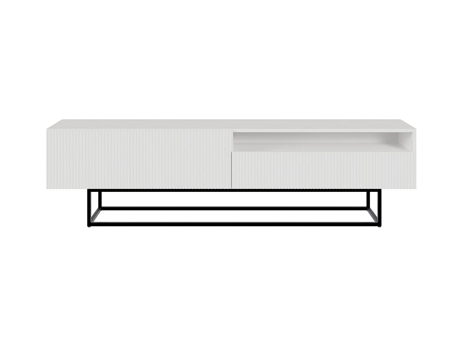 Meuble TV avec niche sur pieds noir - 175 cm - blanc - VELDIO