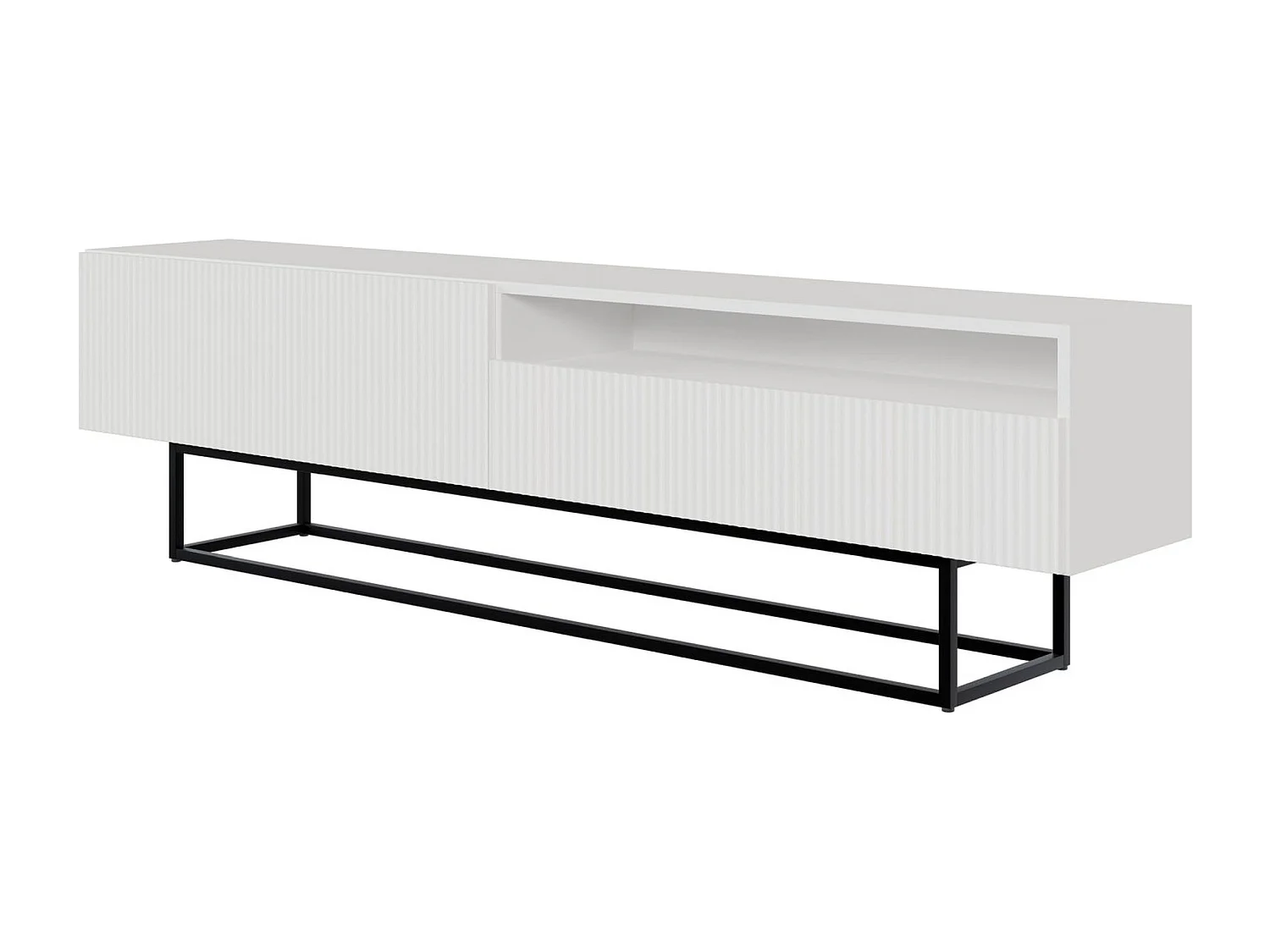 Meuble TV avec niche sur pieds noir - 175 cm - blanc - VELDIO