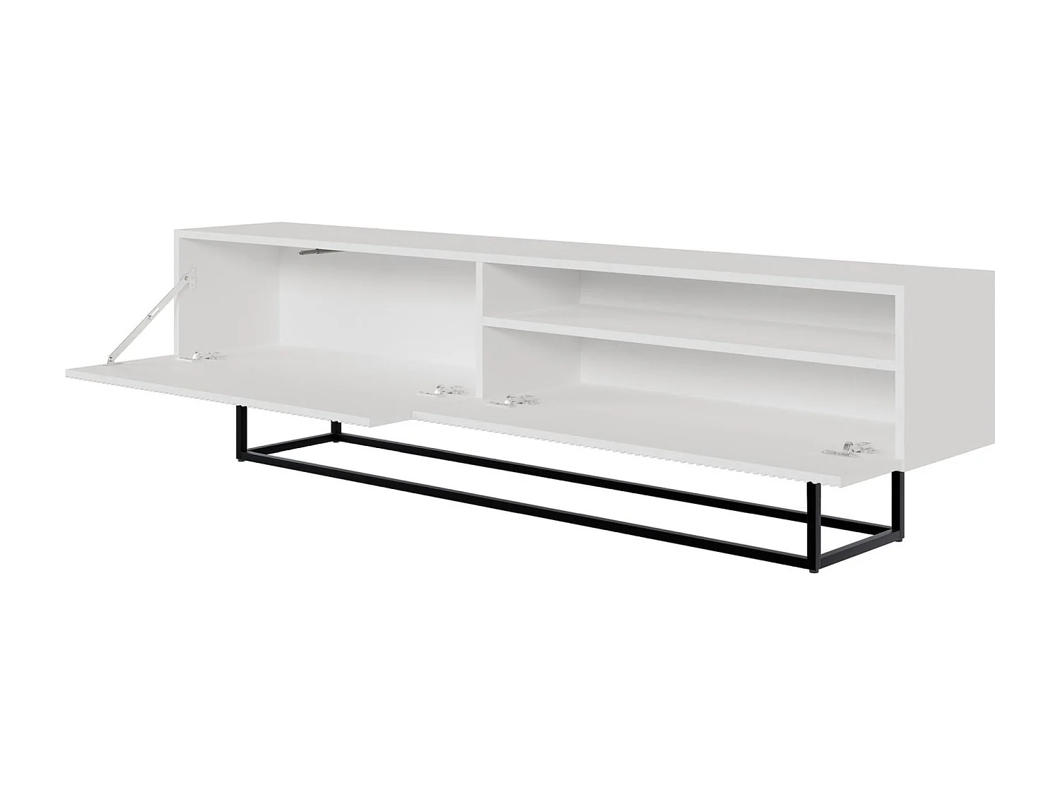 Meuble TV avec niche sur pieds noir - 175 cm - blanc - VELDIO