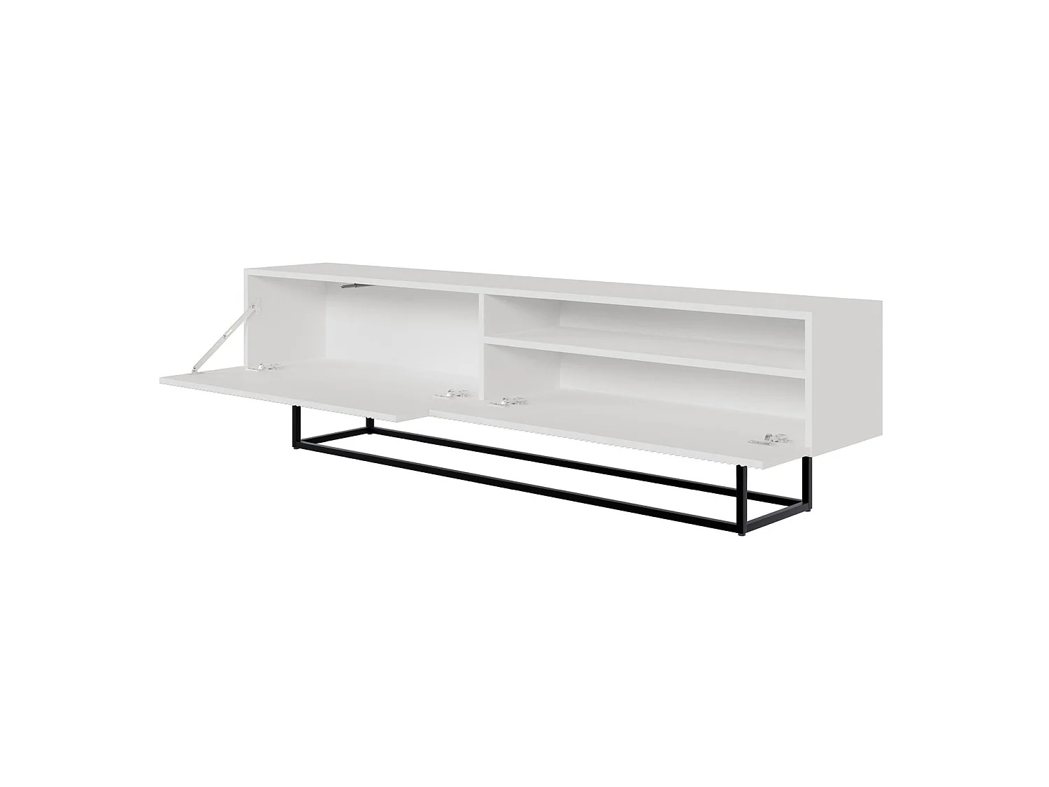 Meuble TV avec niche sur pieds noir - 175 cm - blanc - VELDIO