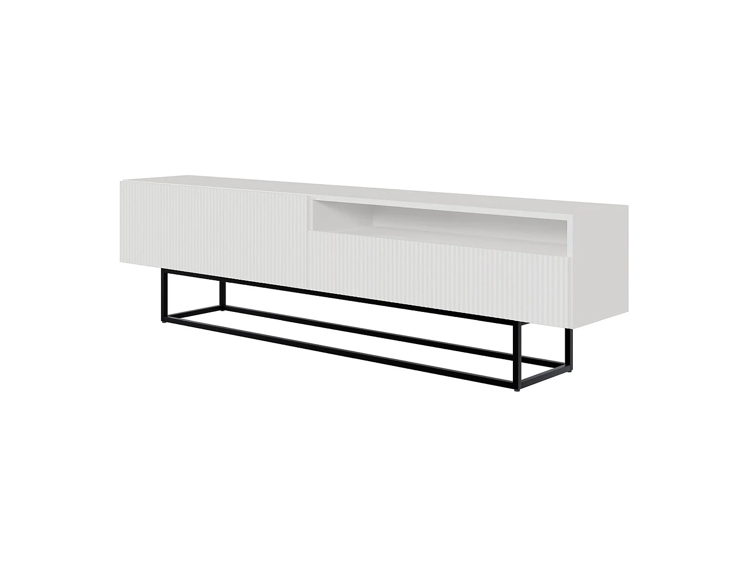 Meuble TV avec niche sur pieds noir - 175 cm - blanc - VELDIO