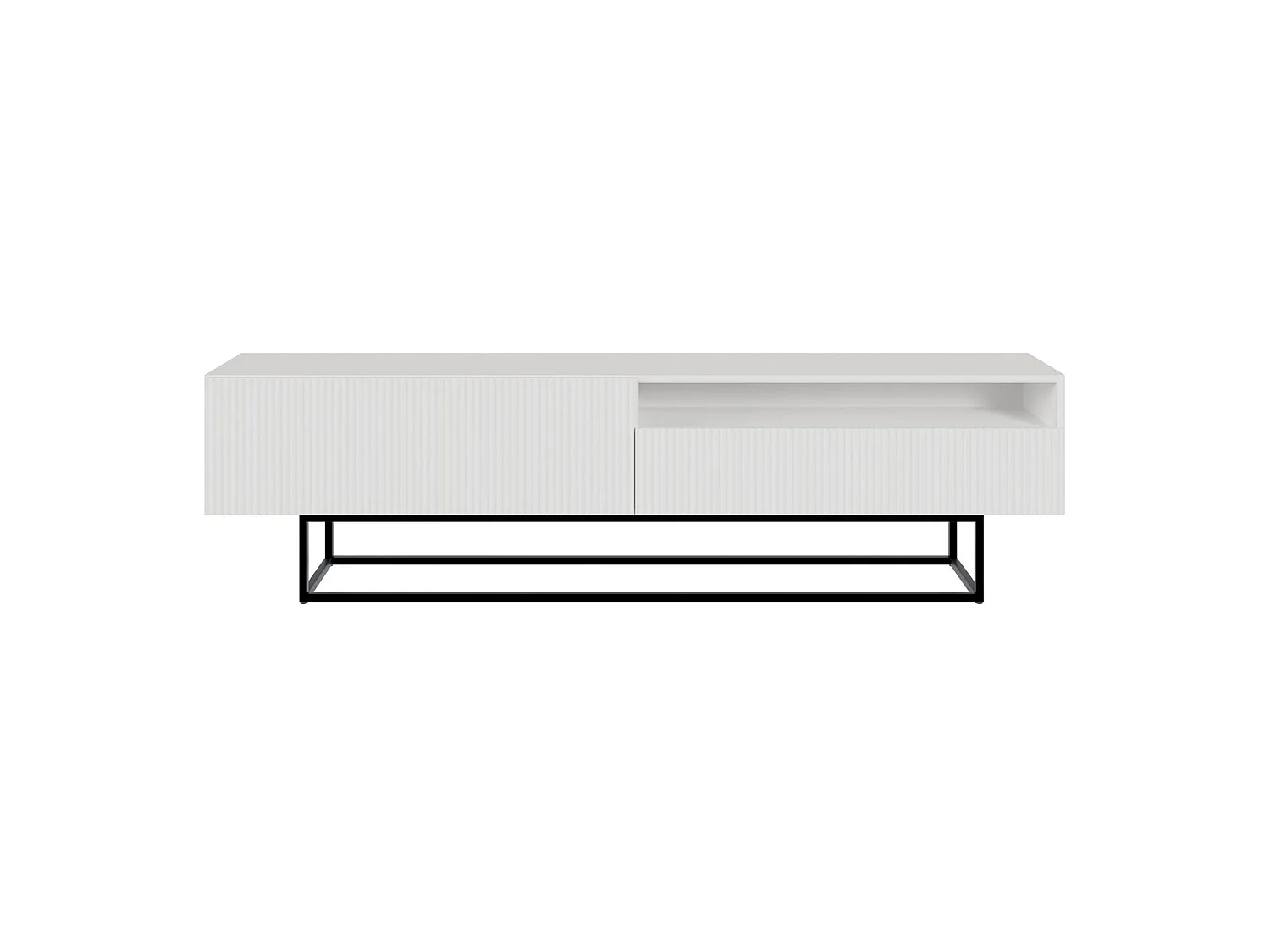 Meuble TV avec niche sur pieds noir - 175 cm - blanc - VELDIO
