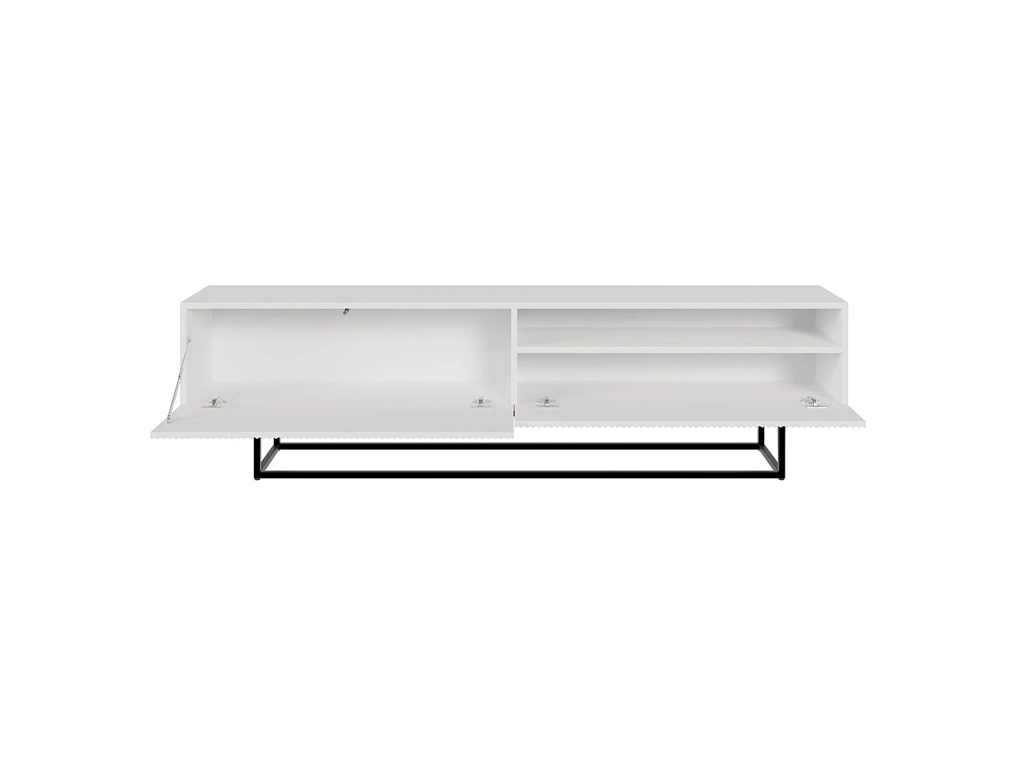 Meuble TV avec niche sur pieds noir - 175 cm - blanc - VELDIO