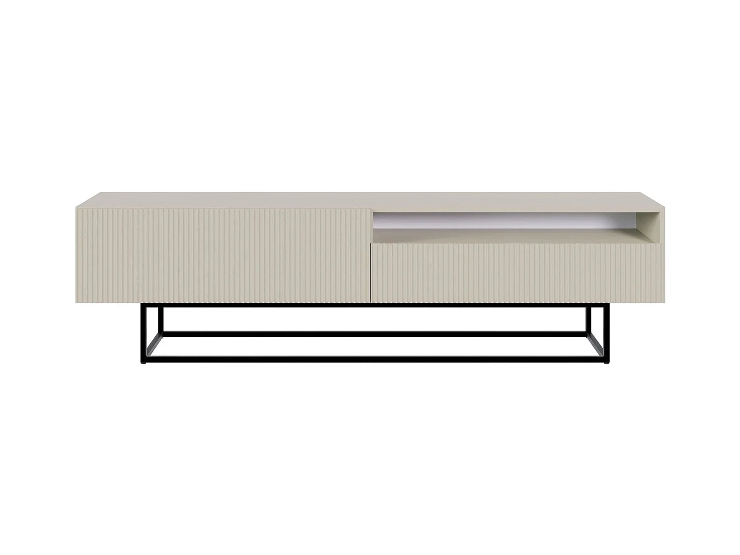 TV-Lowboard mit offenem Fach - Greige mit schwarzem Metallgestell - 175 cm - Veldio