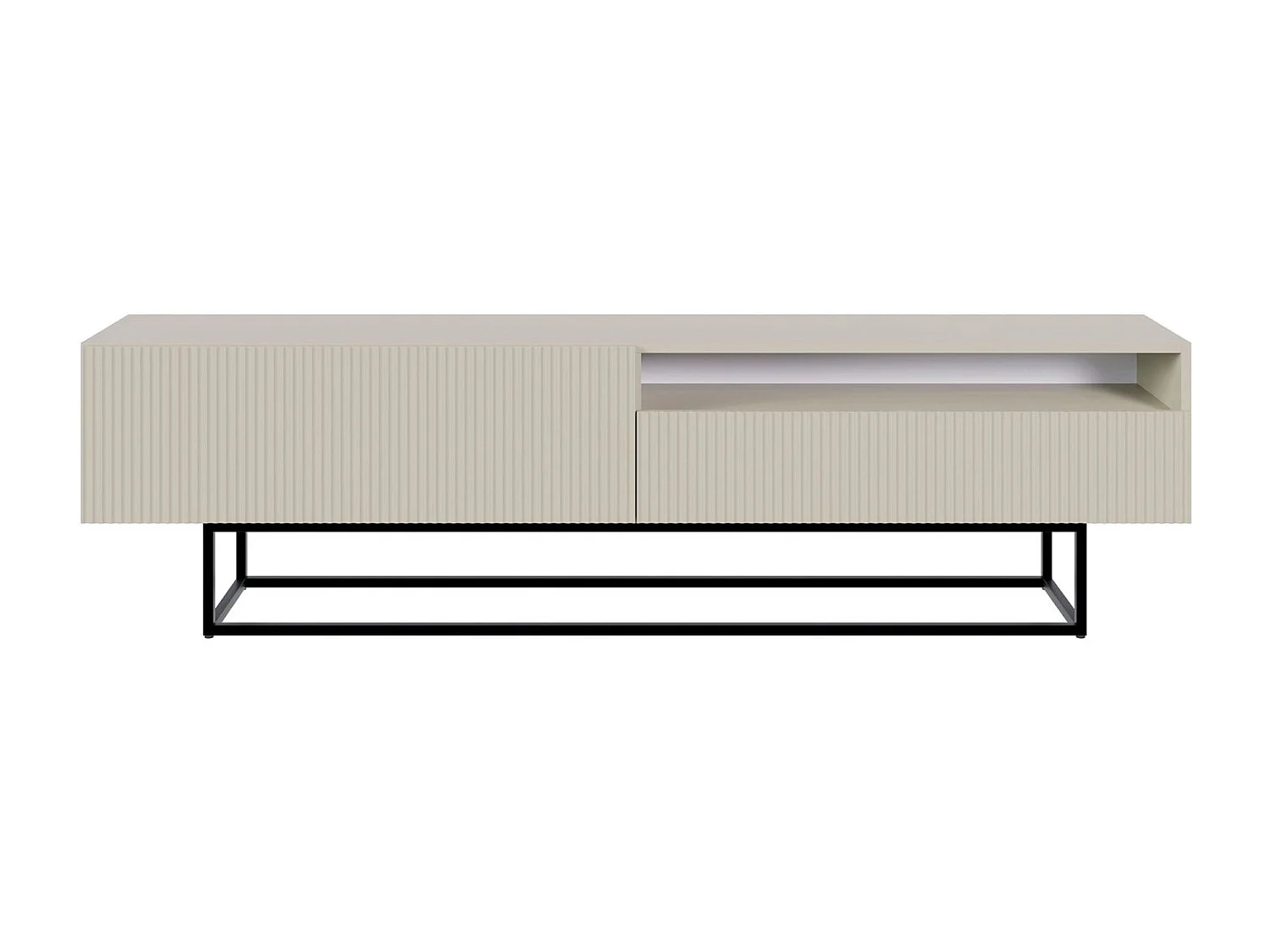 TV-Lowboard mit offenem Fach - Greige mit schwarzem Metallgestell - 175 cm - Veldio