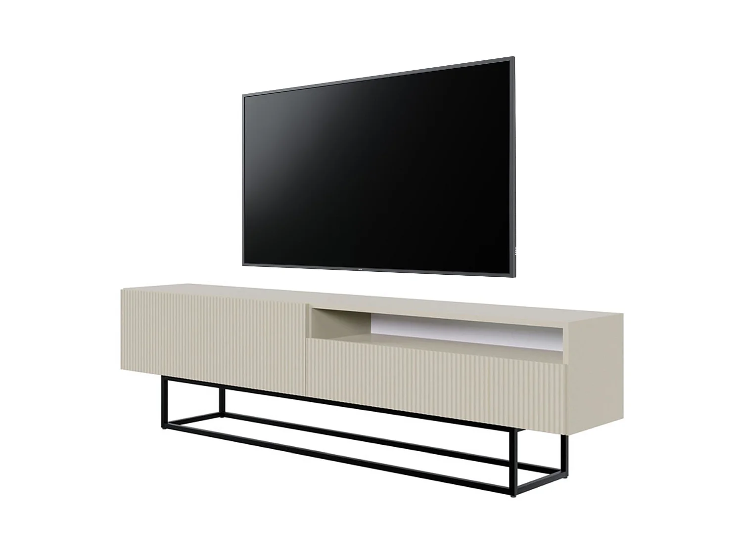 Meuble TV avec niche sur pieds noir - 175 cm - grėge - VELDIO