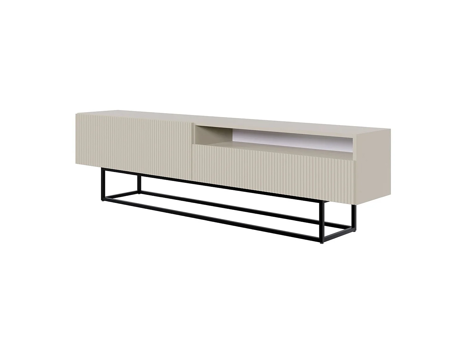 TV-meubel met nis op zwarte poten - 175 cm - greige - VELDIO