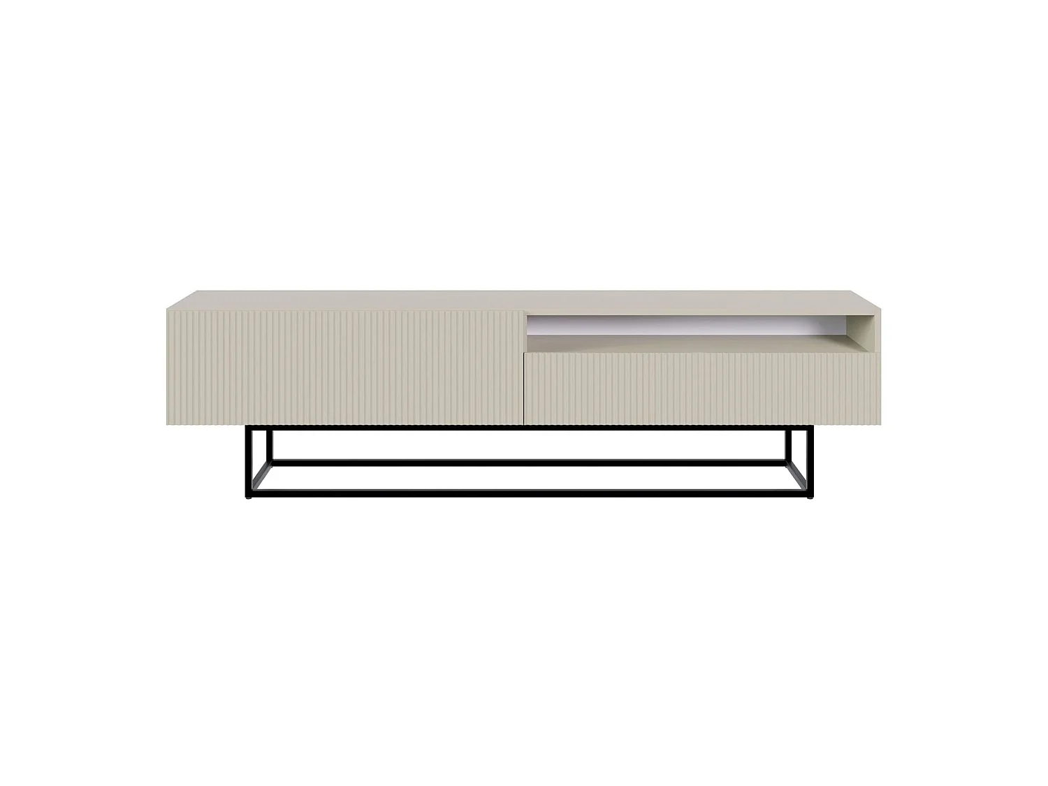 TV-meubel met nis op zwarte poten - 175 cm - greige - VELDIO