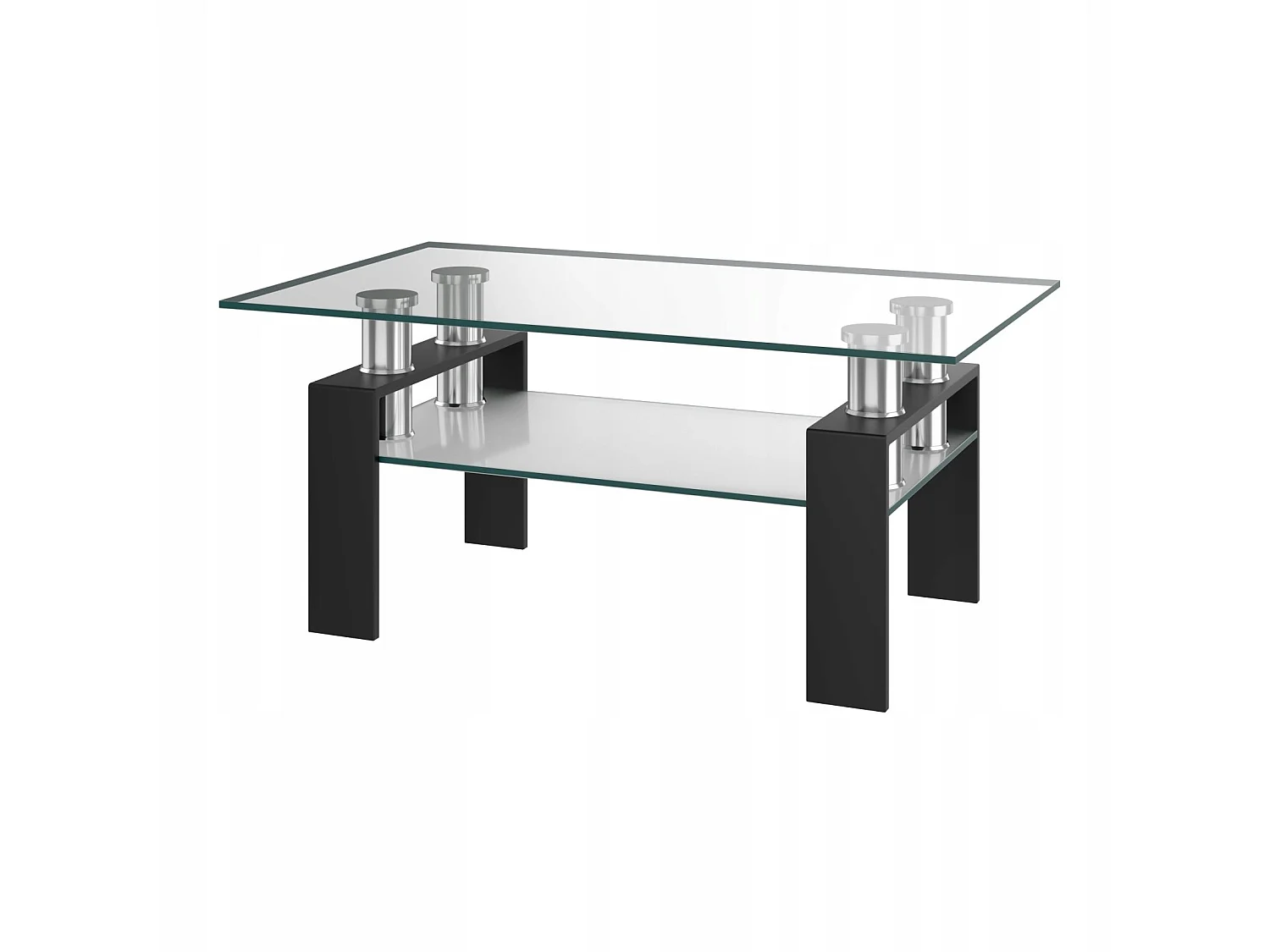 TABLE BASSES AVEC ÉTAGÈRE EN VERRE TREMPÉ ET MÉTAL