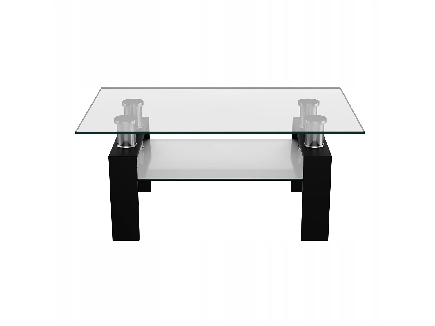 TABLE BASSES AVEC ÉTAGÈRE EN VERRE TREMPÉ ET MÉTAL
