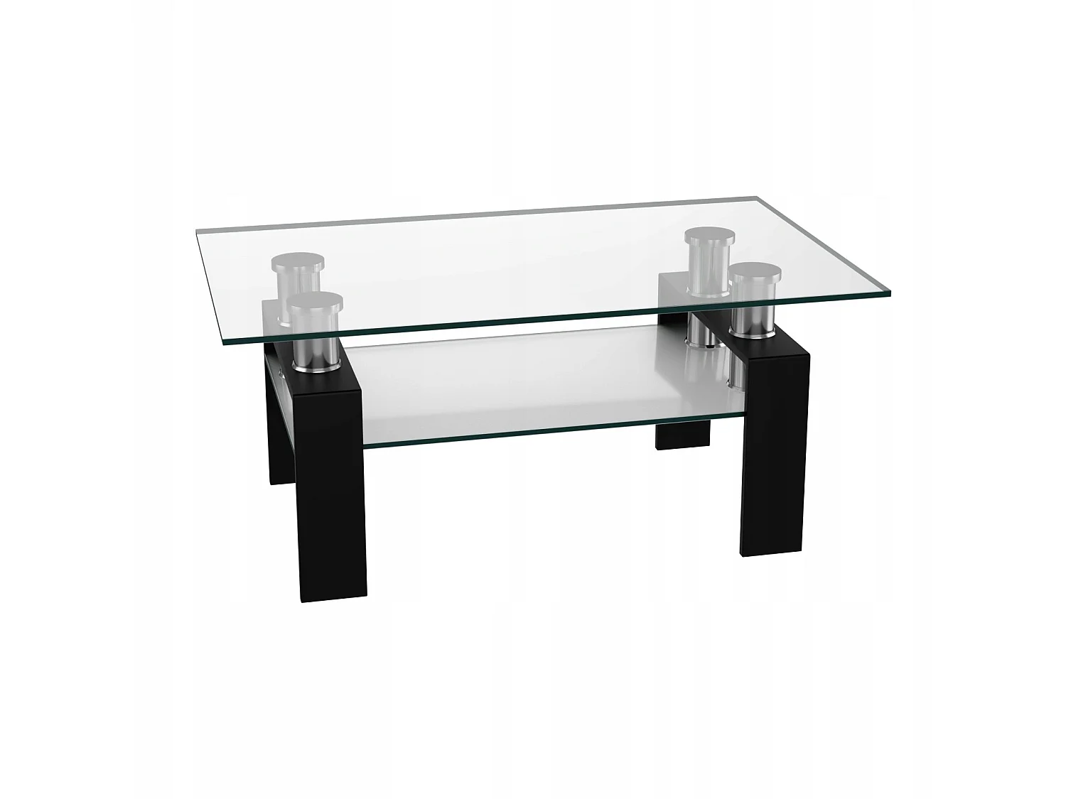 TABLE BASSES AVEC ÉTAGÈRE EN VERRE TREMPÉ ET MÉTAL
