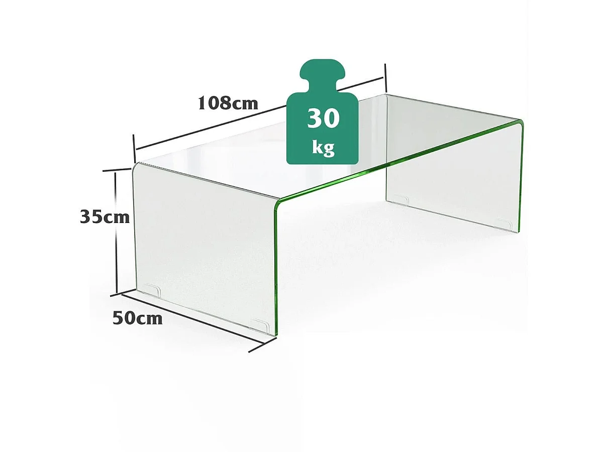 Couchtisch Glastisch U-förmiger Beistelltisch aus Gehärtetem Glas 108 x 50 x 35 cm