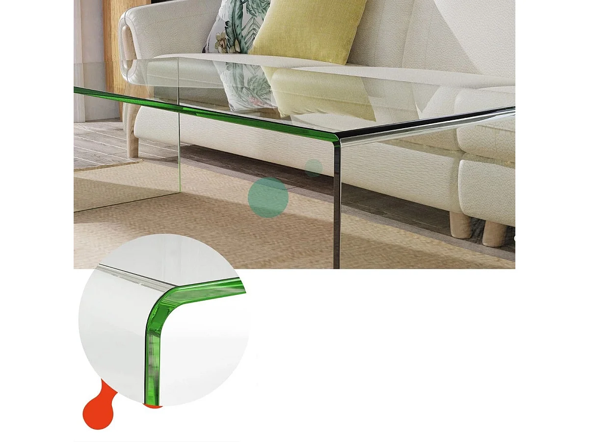 Couchtisch Glastisch U-förmiger Beistelltisch aus Gehärtetem Glas 108 x 50 x 35 cm