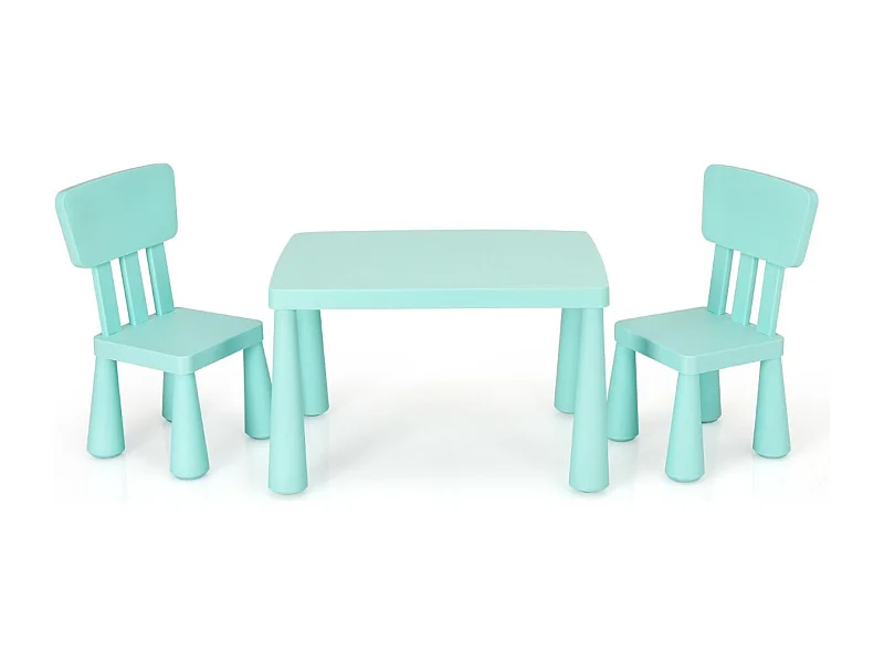 3 TLG. Kindersitzgruppe Kindertisch mit 2 Stühlen Kindermöbel aus Kunststoff Grün