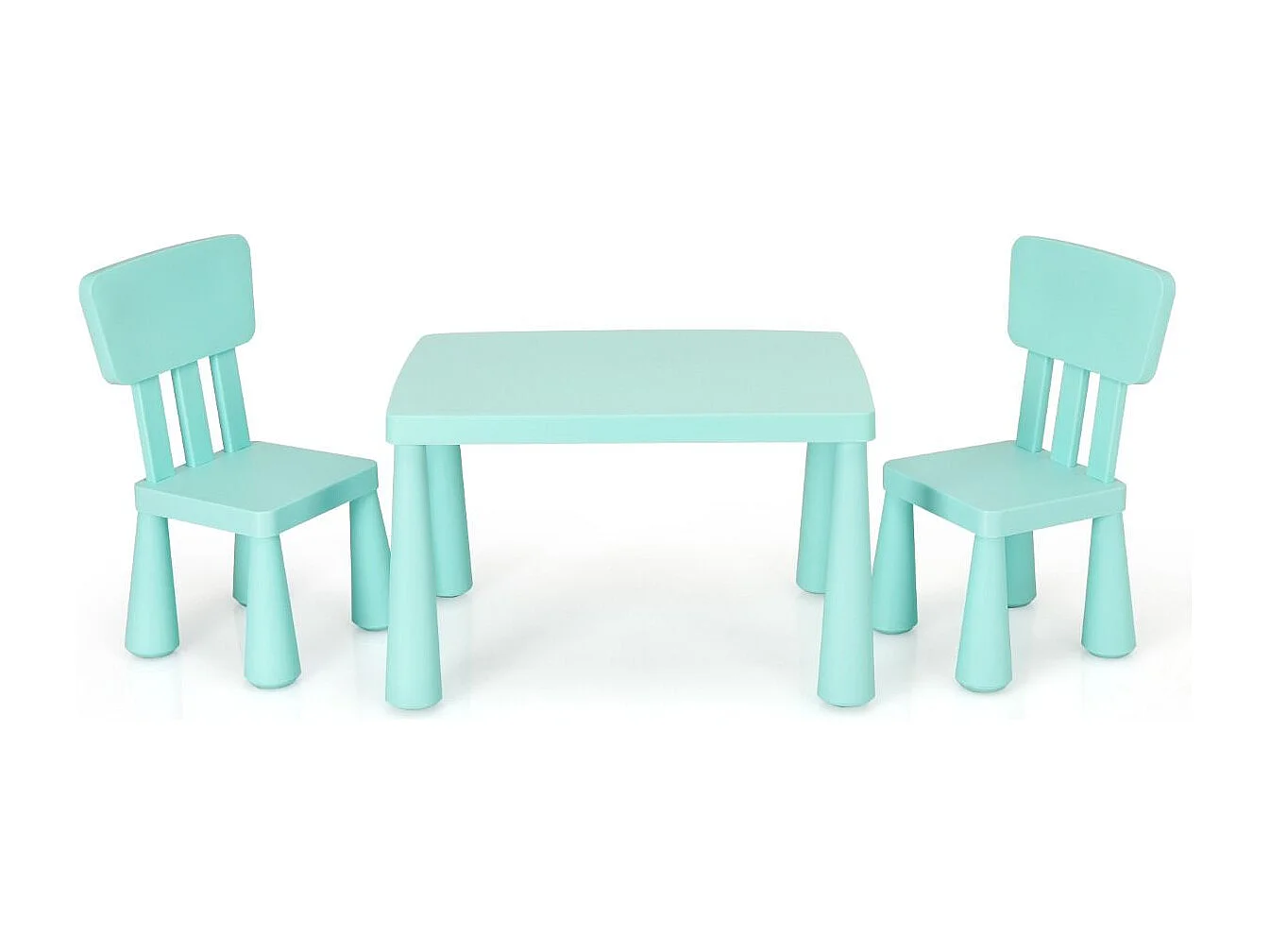 3 TLG. Kindersitzgruppe Kindertisch mit 2 Stühlen Kindermöbel aus Kunststoff Grün