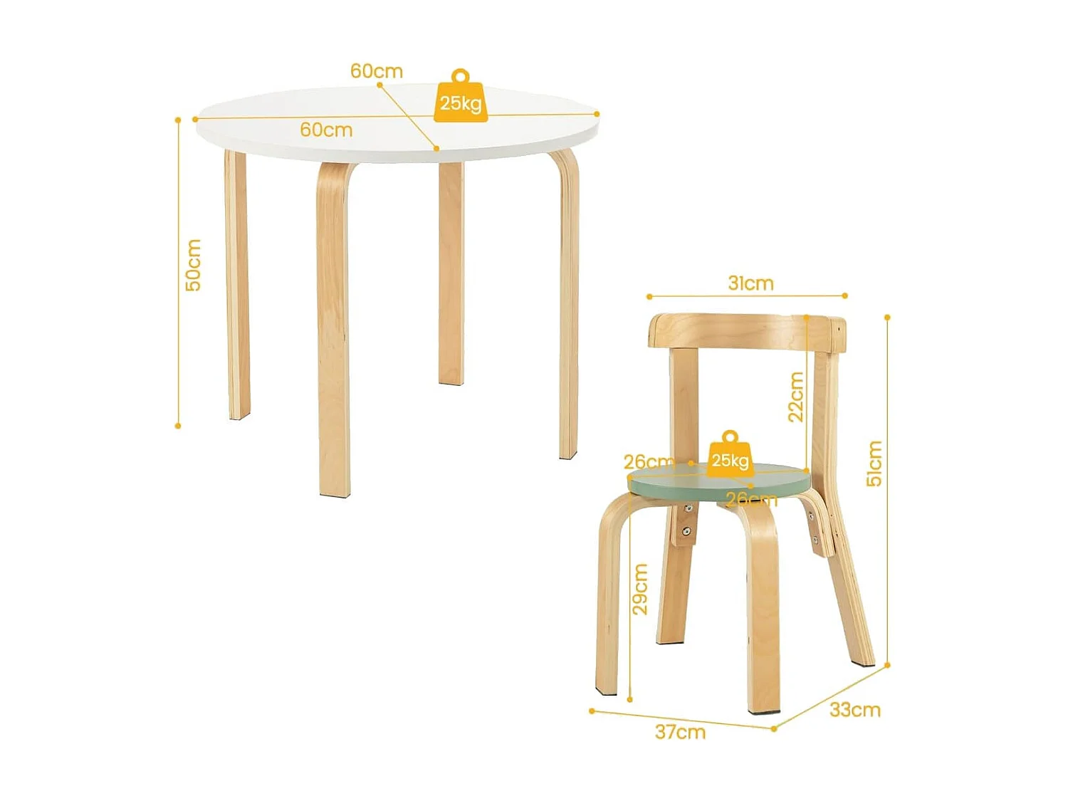 Kindertisch Holztisch mit 4 Stühlen für Kinder Kindertisch- und Stuhl-Set mit Rückenlehne Bunt