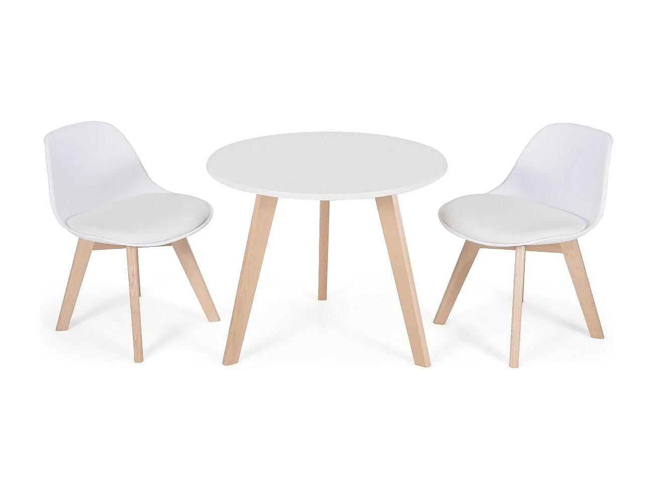 3 TLG. Kindersitzgruppe mit Runden Tisch & 2 Gepolsterten Stühlen für Kleinkinder von 3-8 J.