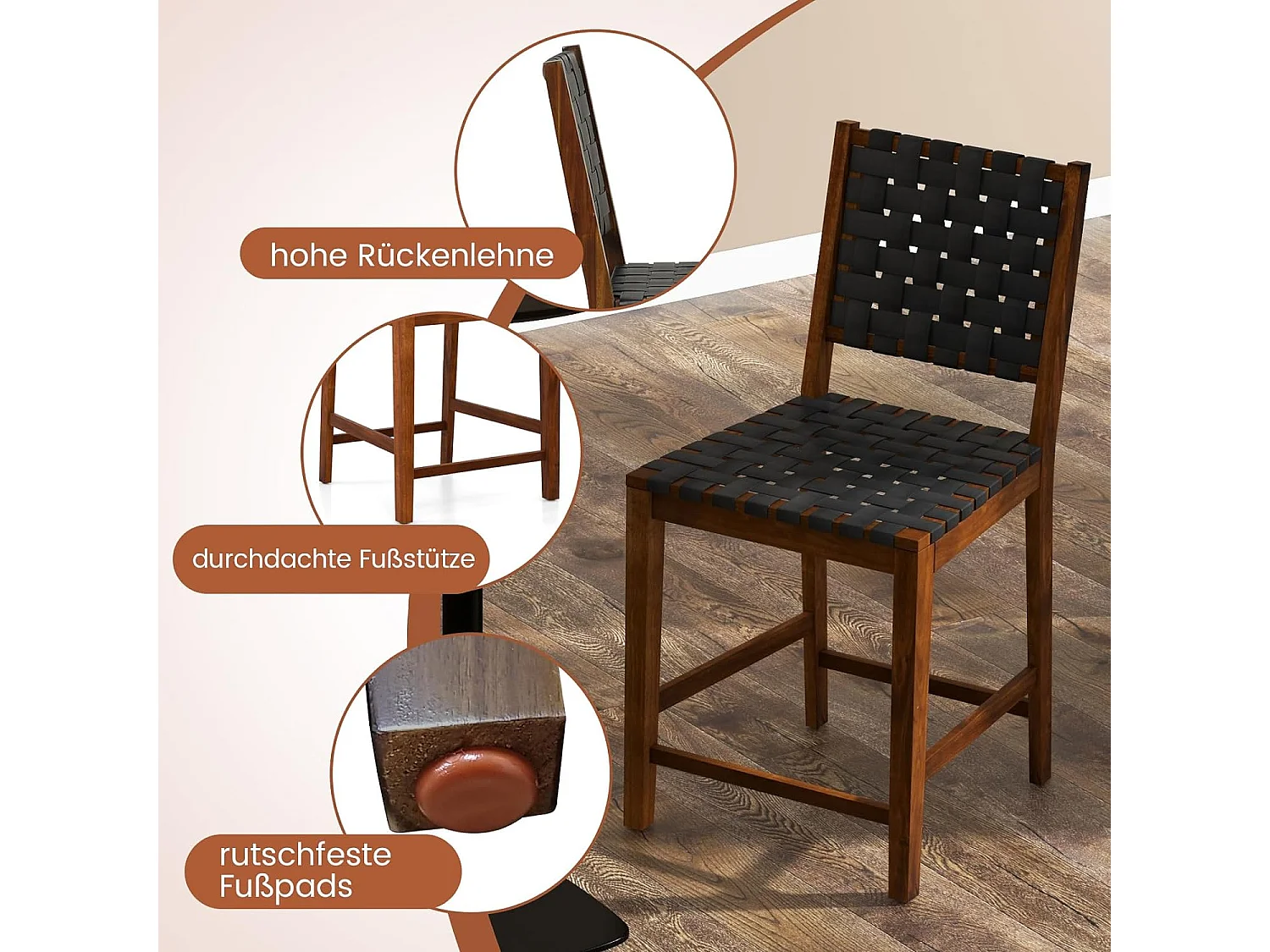 Küchenstühle mit Rückenlehne (2er Set)