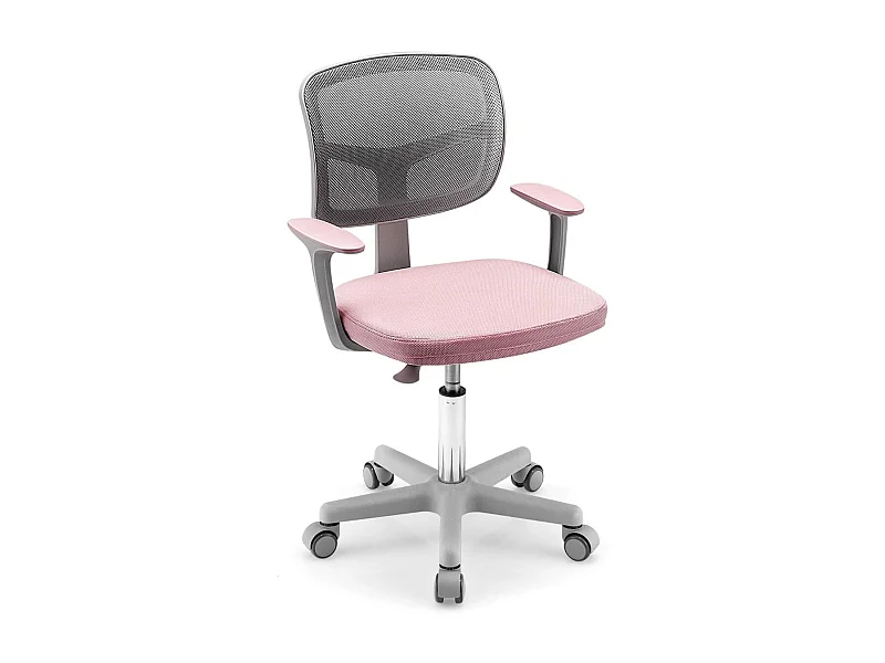 Kinder-Computerstuhl mit Einstellbarer Höhe & Selbstsichernden Rädern für 3-10 J. Kinder Rosa