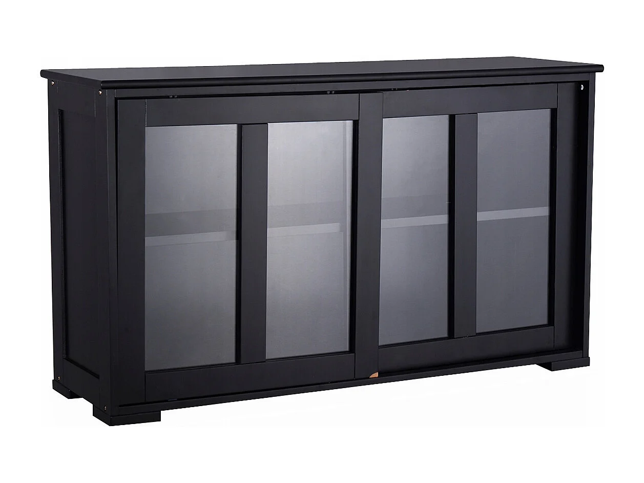 Sideboard Küchenschrank Wohnzimmerregel mit Schiebetüren Schwarz 106,5 x 33 x 62,5 cm