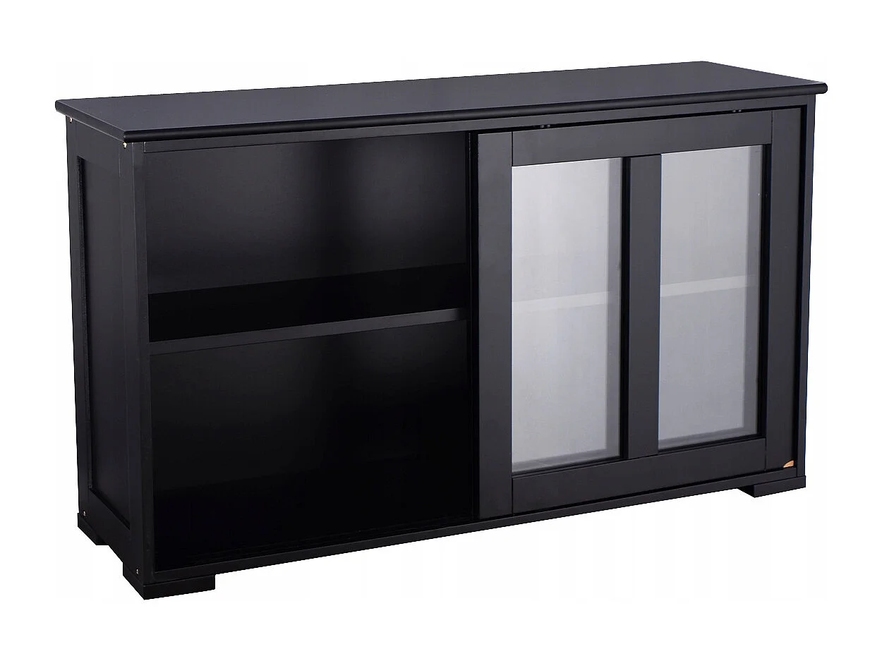Sideboard Küchenschrank Wohnzimmerregel mit Schiebetüren Schwarz 106,5 x 33 x 62,5 cm
