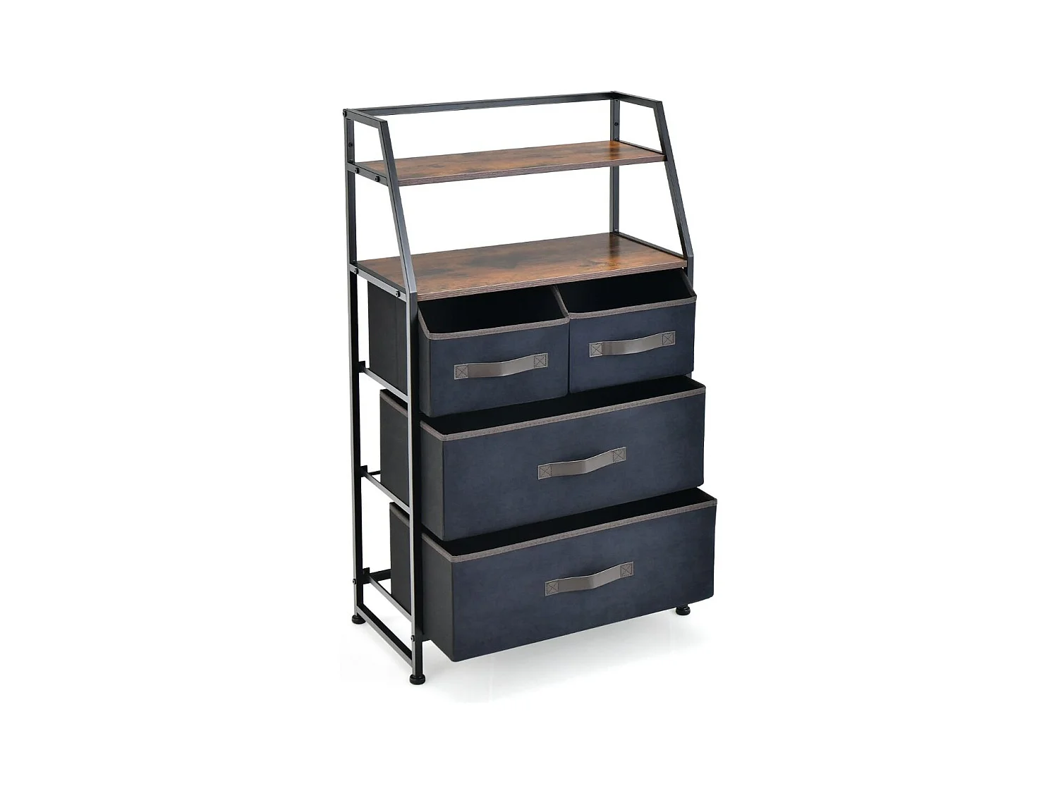 4 Schubladen Sideboard mit Stoffschubladen Stoffkommode 58 x 29 x 100 cm