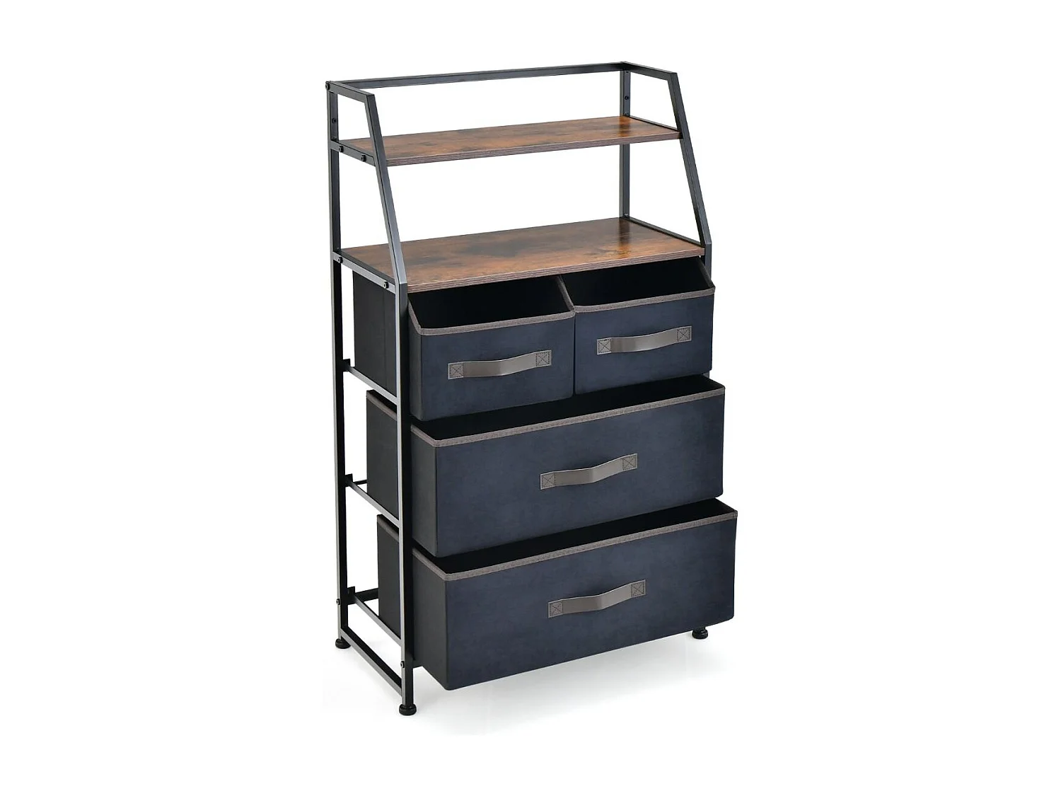 4 Schubladen Sideboard mit Stoffschubladen Stoffkommode 58 x 29 x 100 cm