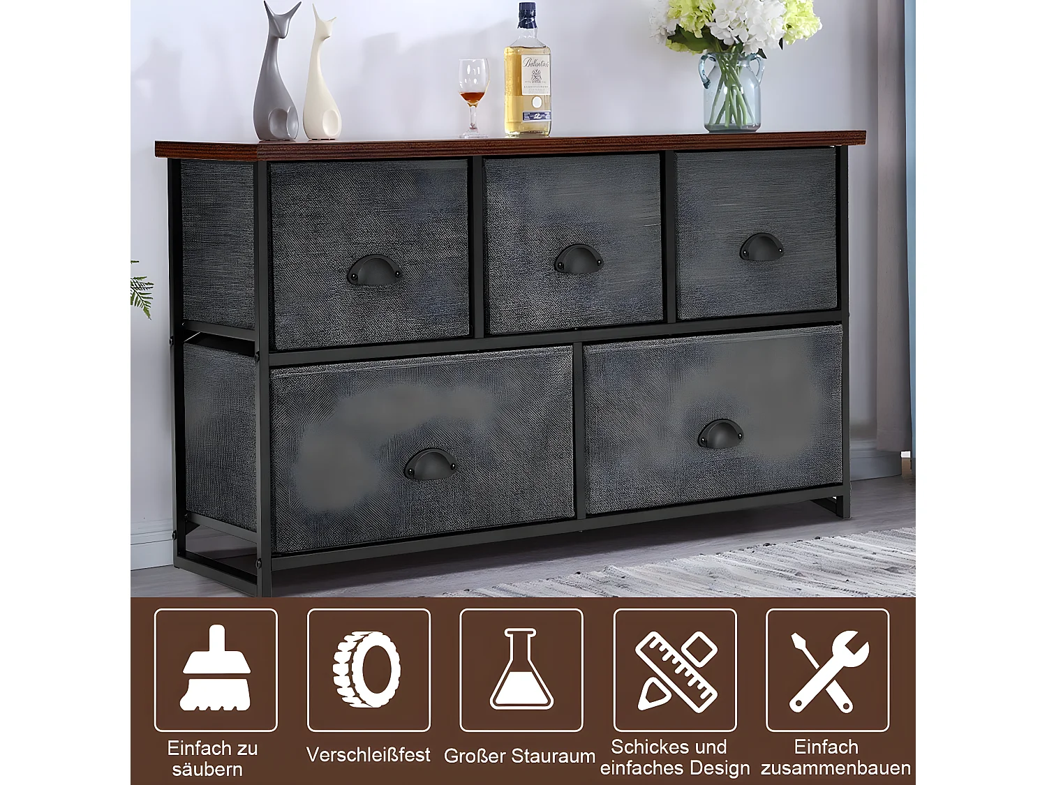 Schubladenkommode aus Stoff