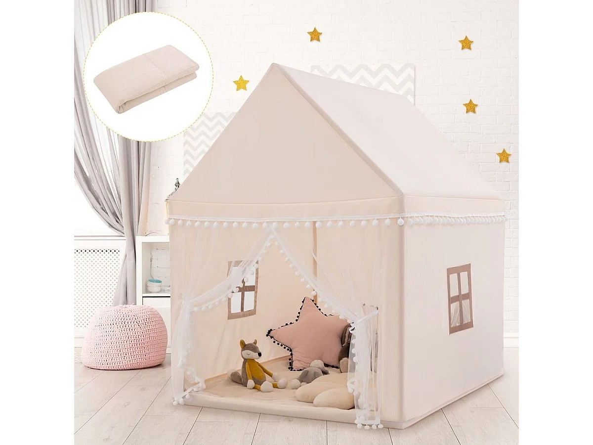Kinderspielhaus Kinderzelt Spielhaus Prinzess Prinzessin 120 x 105 x 140 cm Beige+Braun